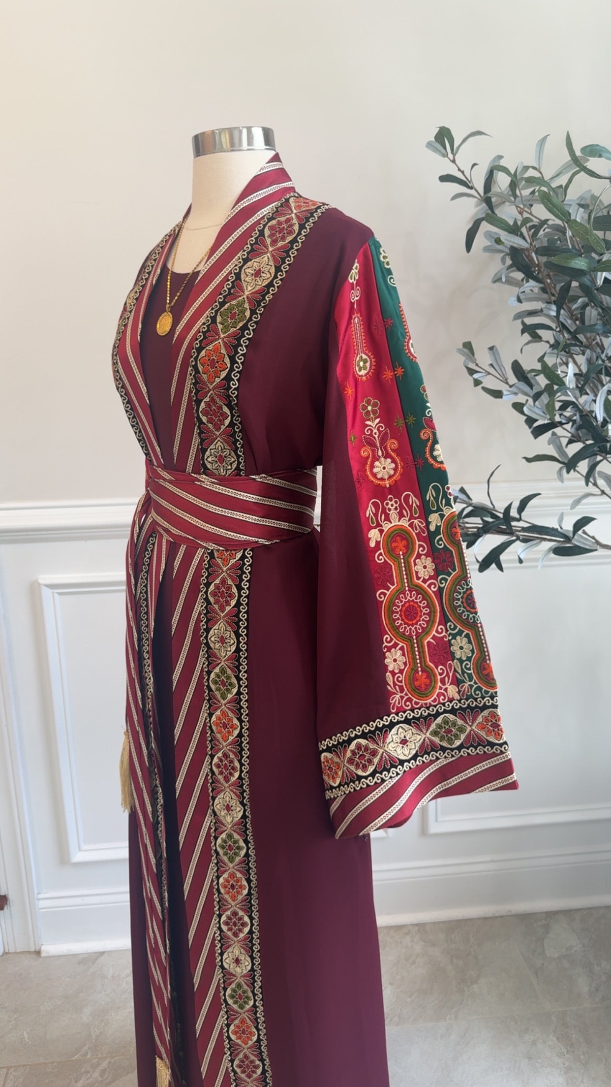 New Maroon Kashmir Malika Abaya