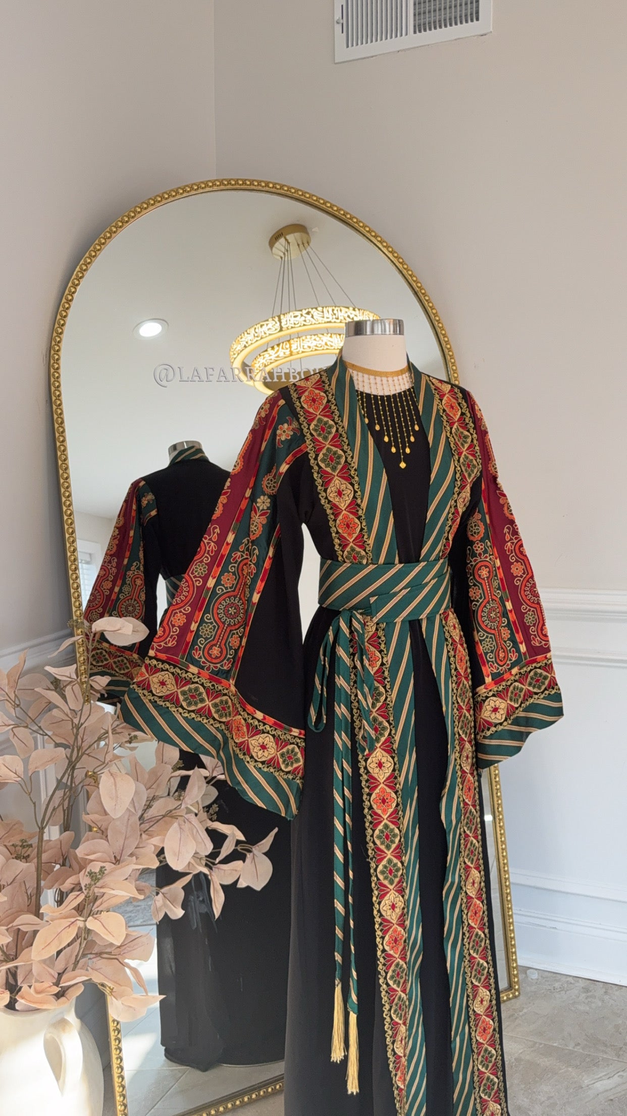 New Black with Green Malika Abaya