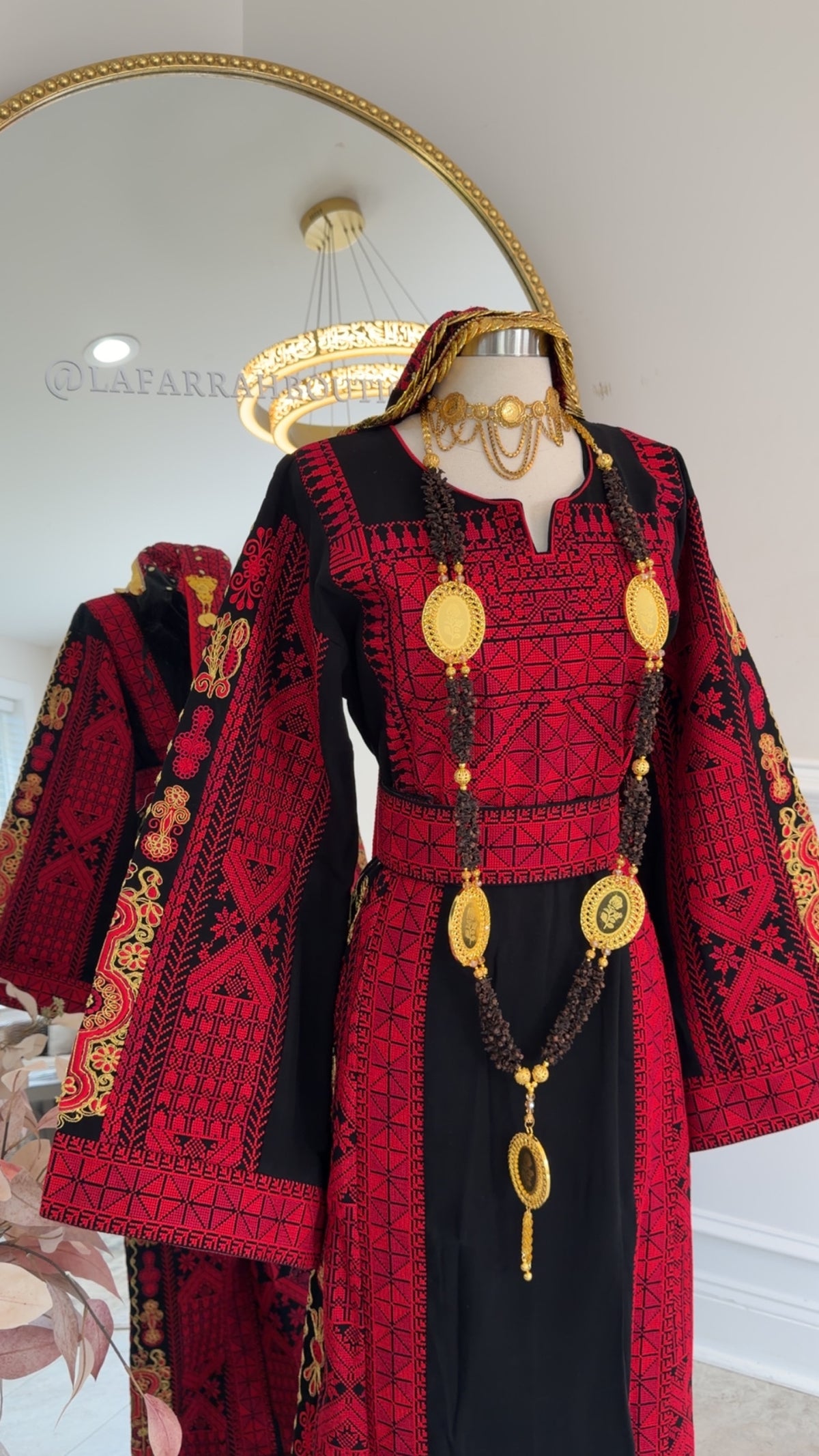 New Black embroidered Malika Thobe