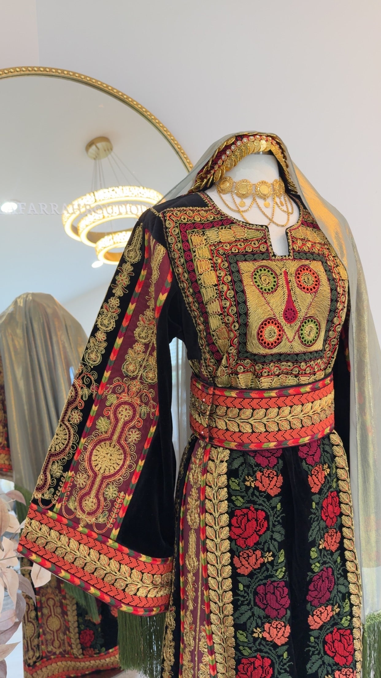 New Black Velvet Floral Malika Thobe