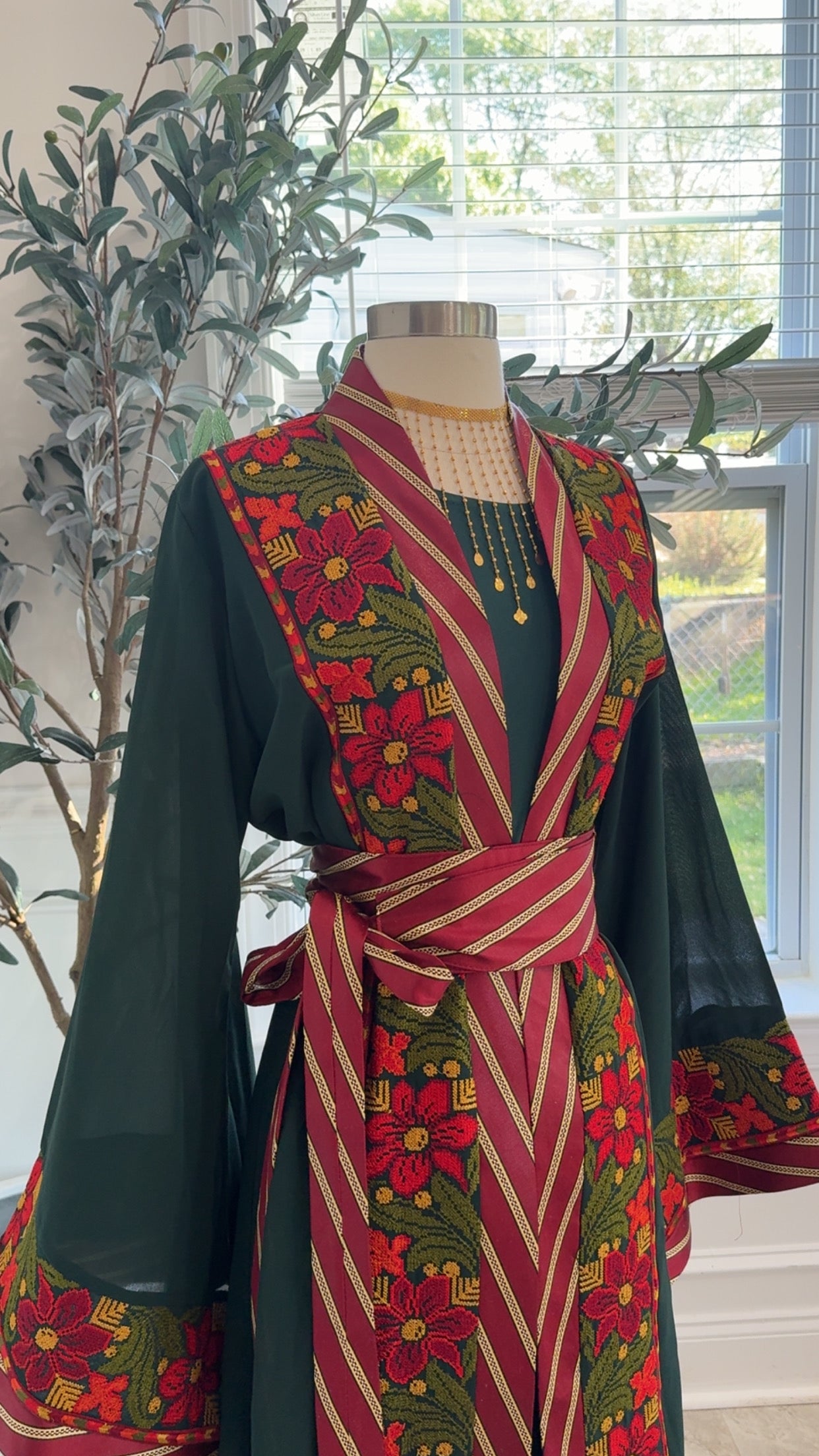 New Green Floral Kashmir Abaya