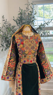 New Green Floral Velvet Thobe