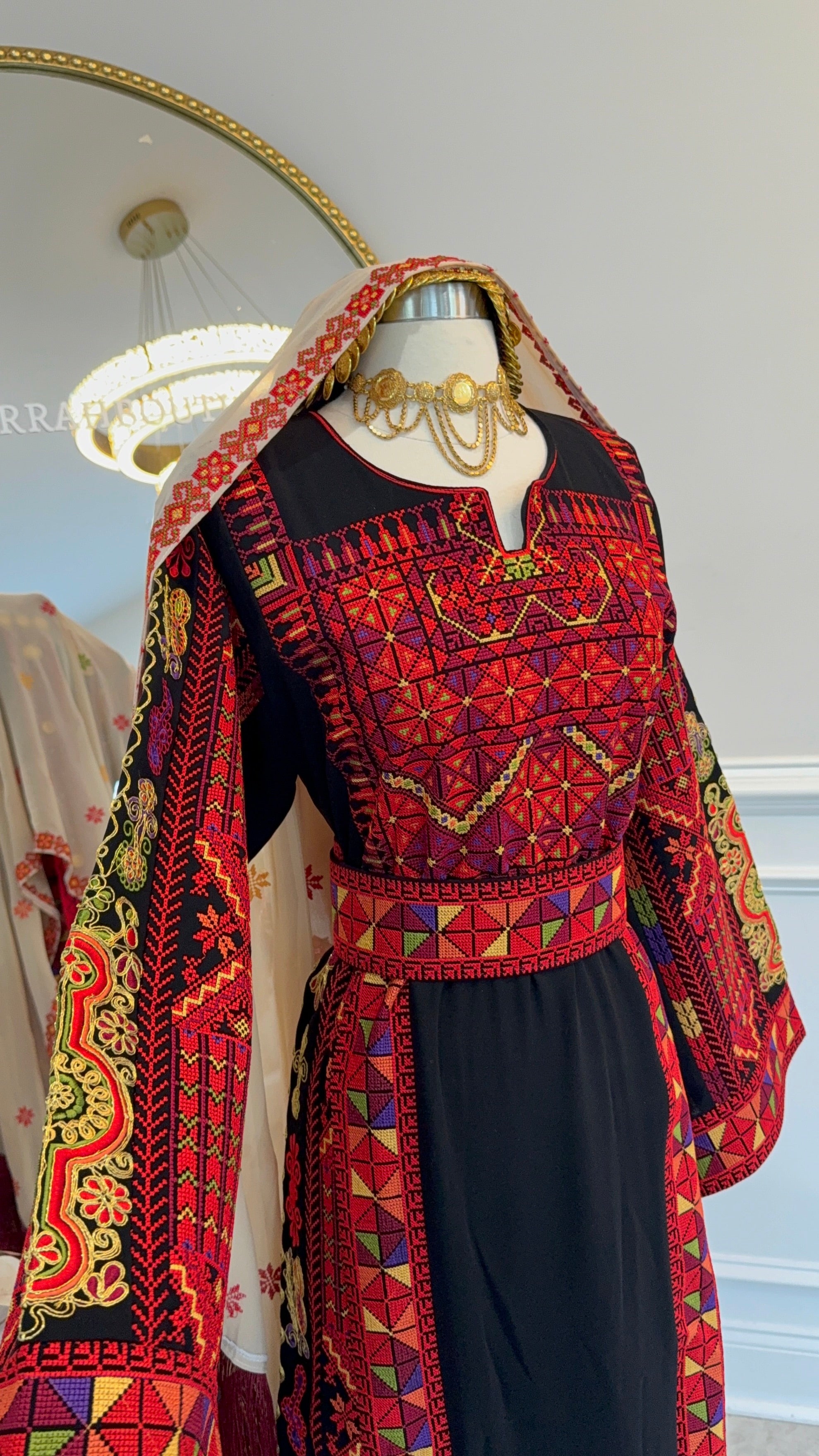 New Black embroidered Malak Thobe