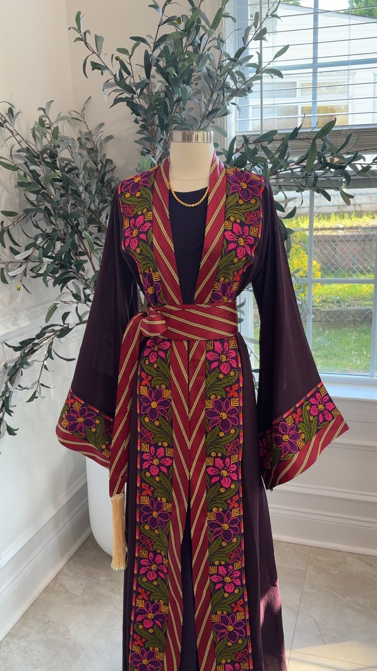 New Purple Floral Kashmir Abaya