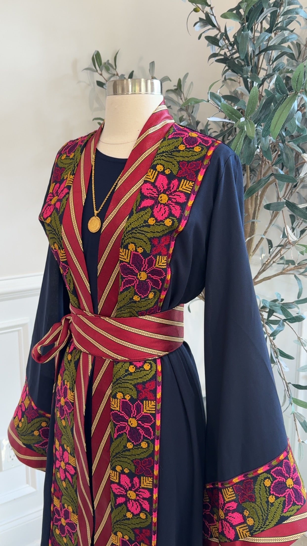 New Navy Floral Kashmir Abaya