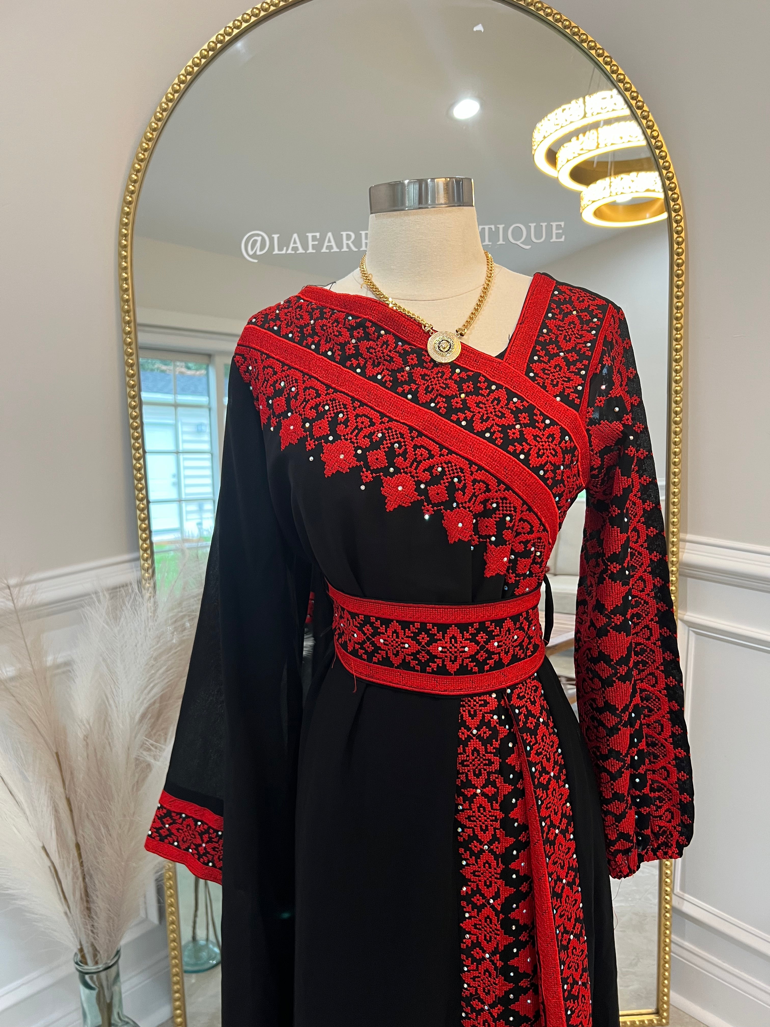 Black & Red Tatreez Dress