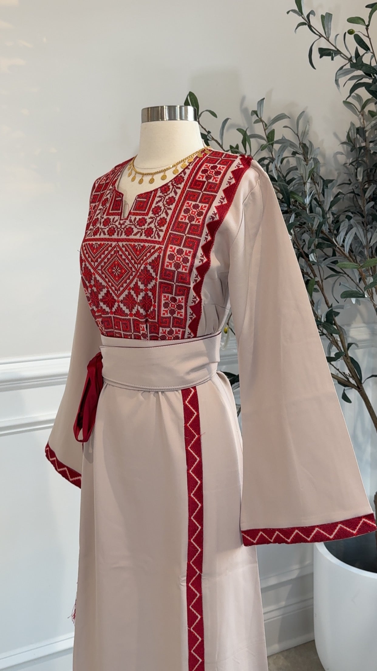 New Beige Simple Tatreez Dress