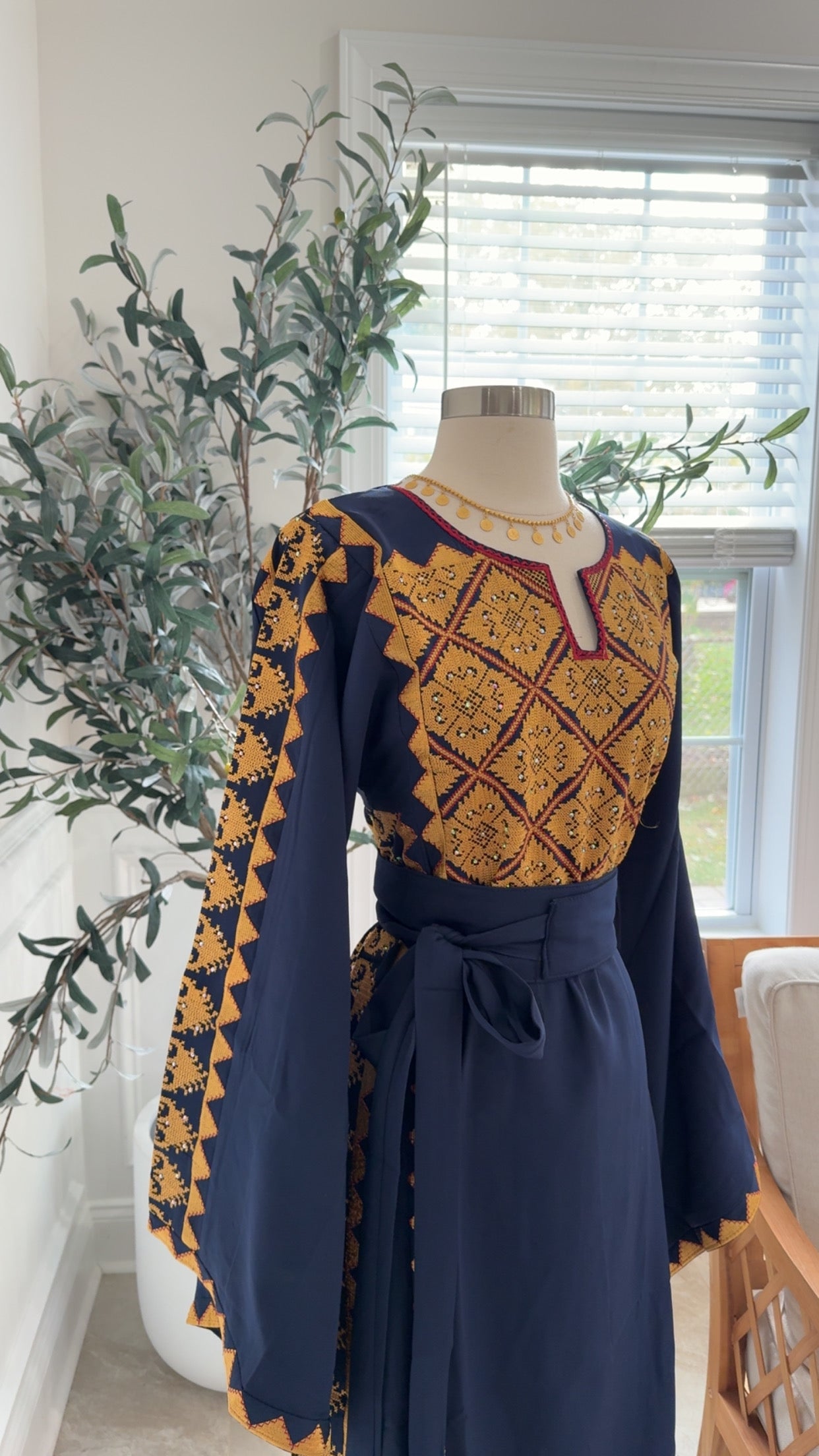 New Navy Blue Tatreez Dress