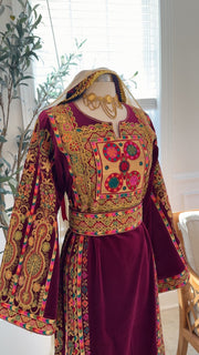 New Dark Fuchsia Velvet Kasab Malika Thobe Sale