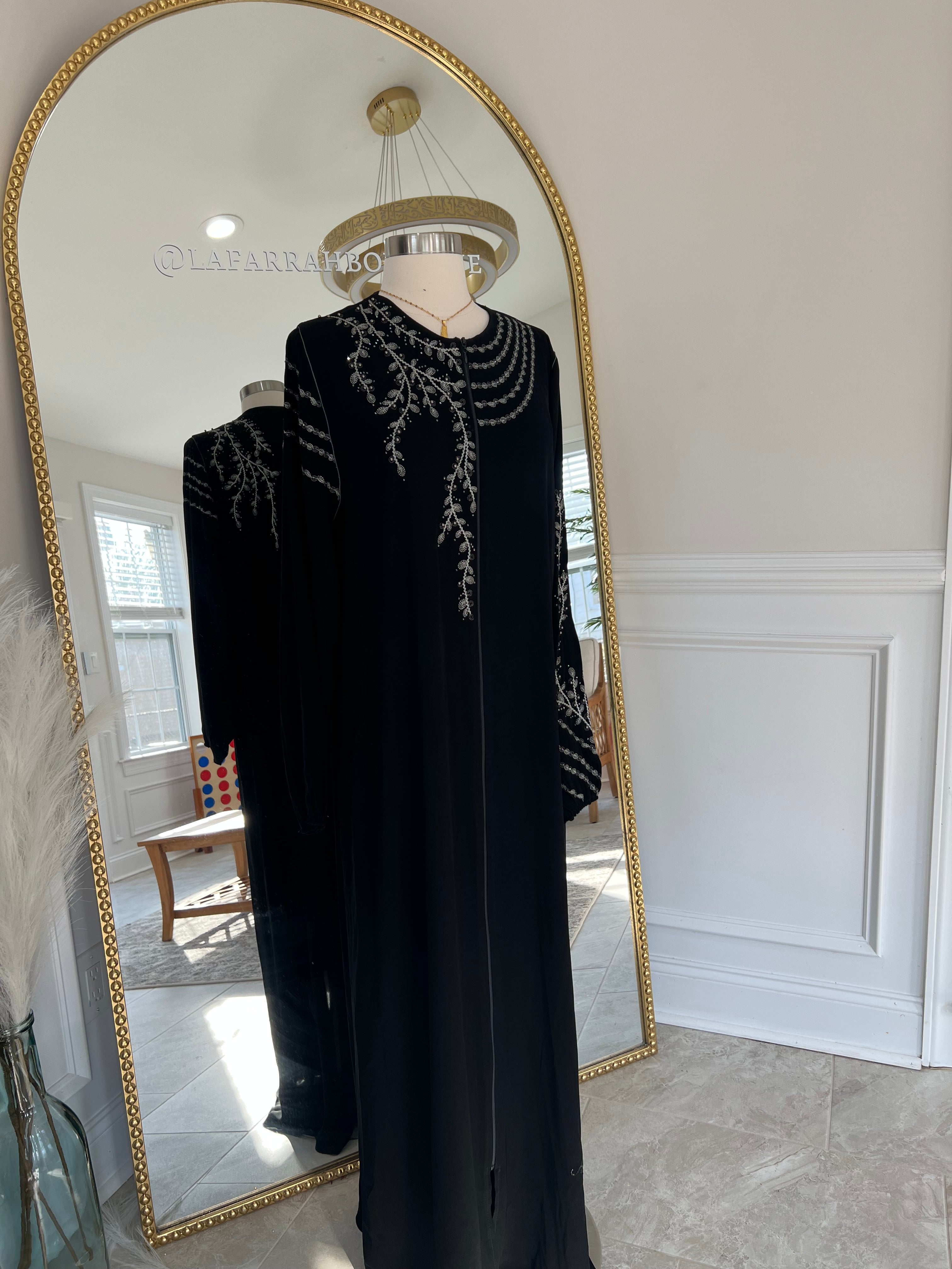 silver embroidered Abaya