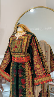 New Green Velvet Floral Malika Thobe