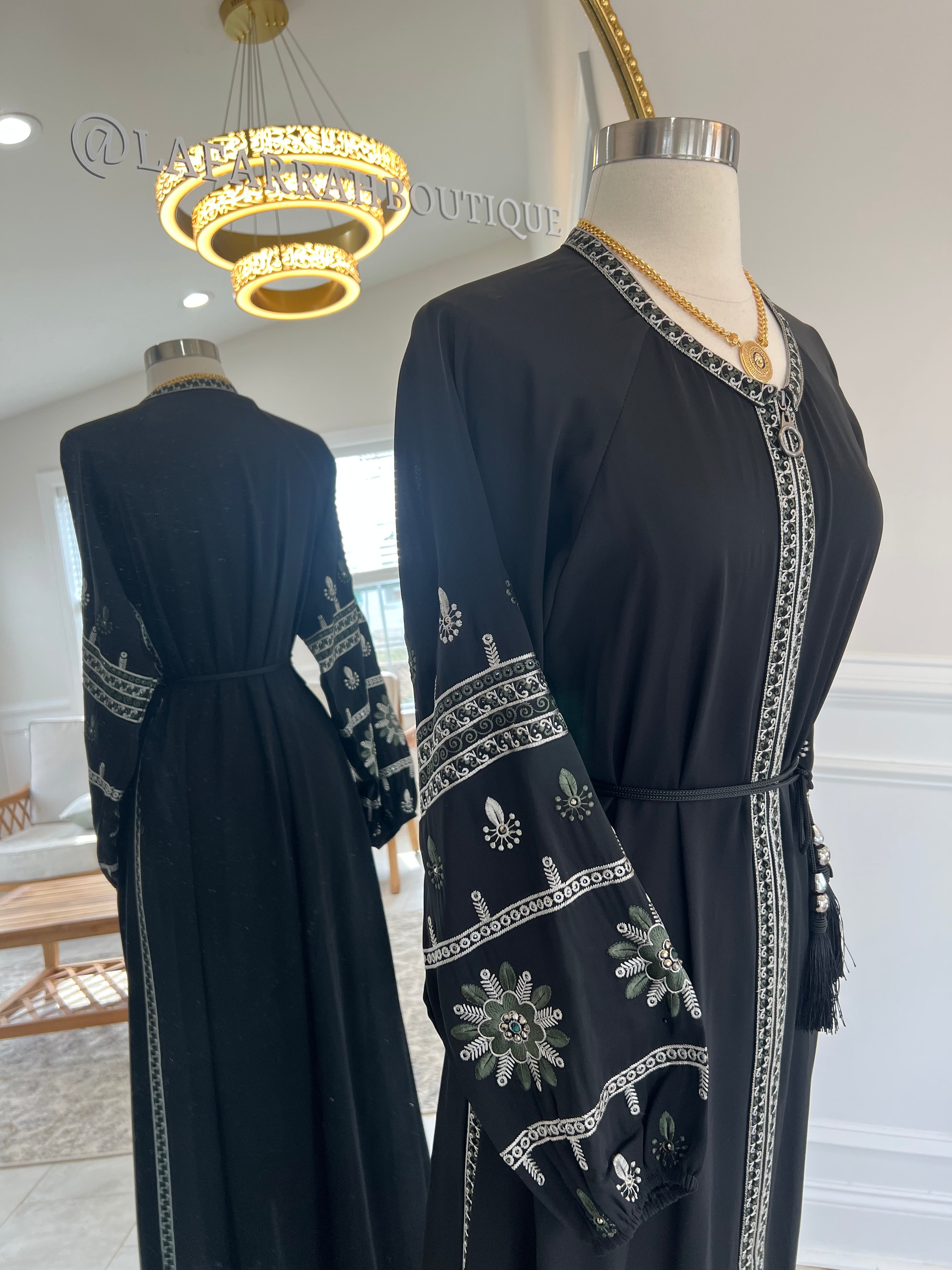 Green Embroidered Abaya