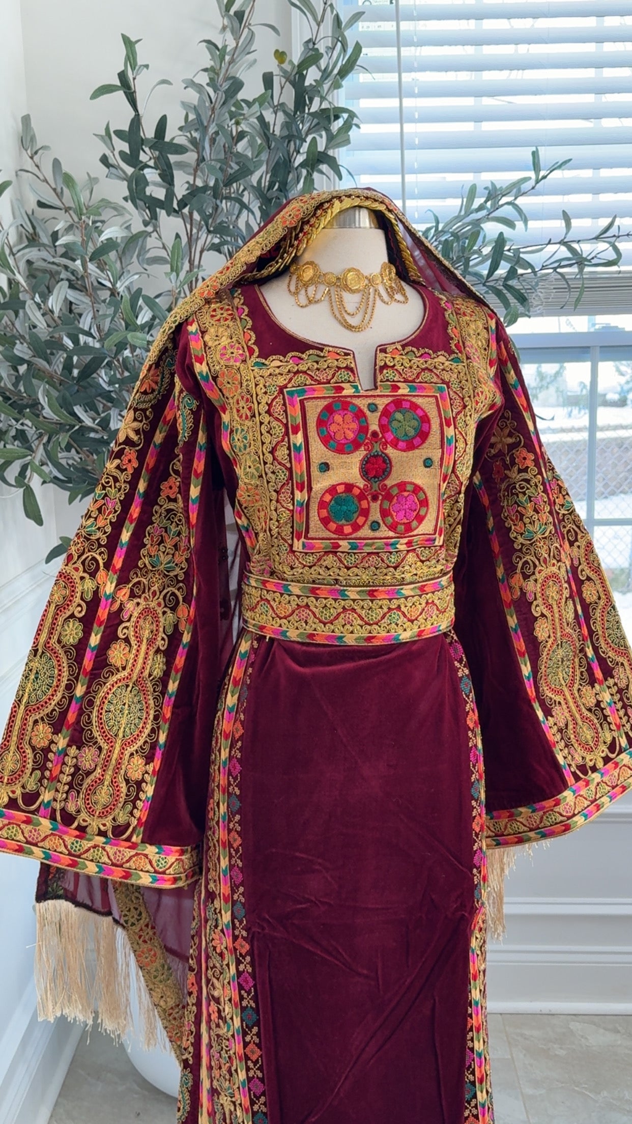 New Maroon Velvet Kasab Thobe