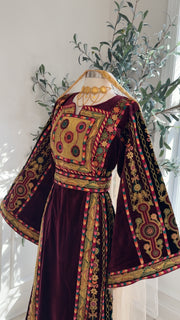 New Maroon Velvet Malika Thobe