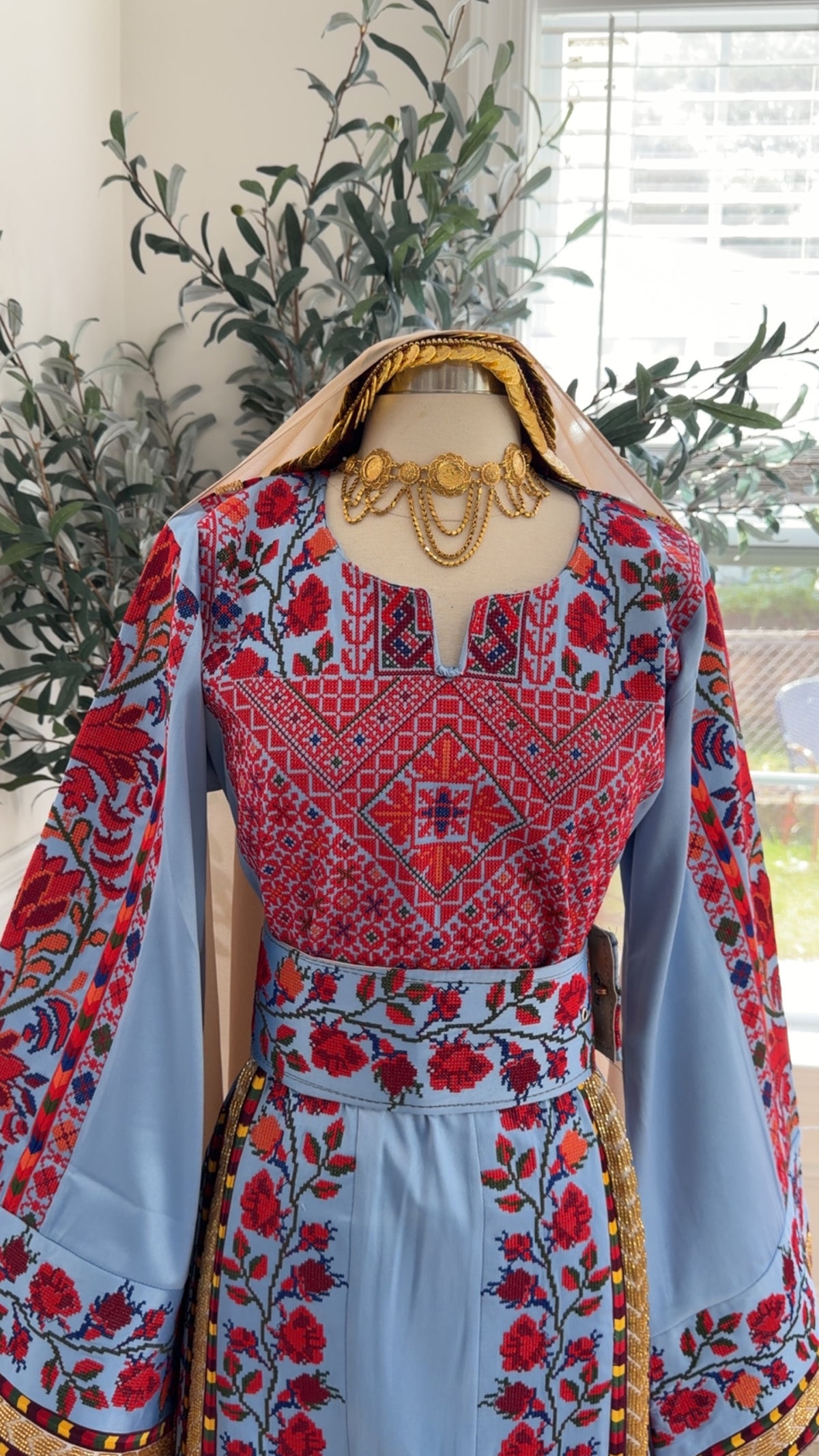 New Baby Blue Floral Sabayel Thobe