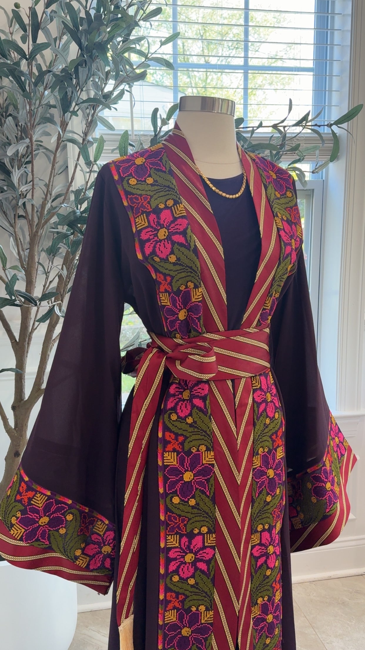 New Purple Floral Kashmir Abaya