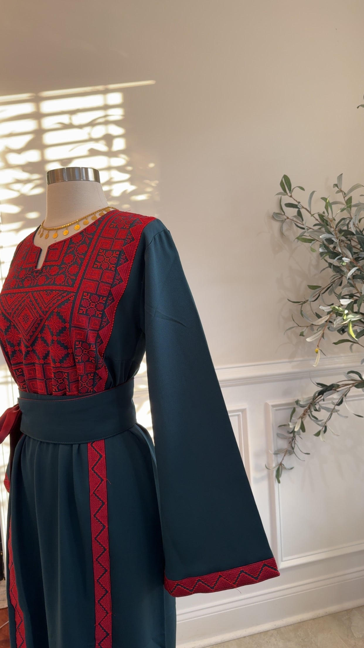 New Dark Turquoise Simple Tatreez Dress