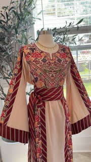 New Beige Floral Kashmir Dress
