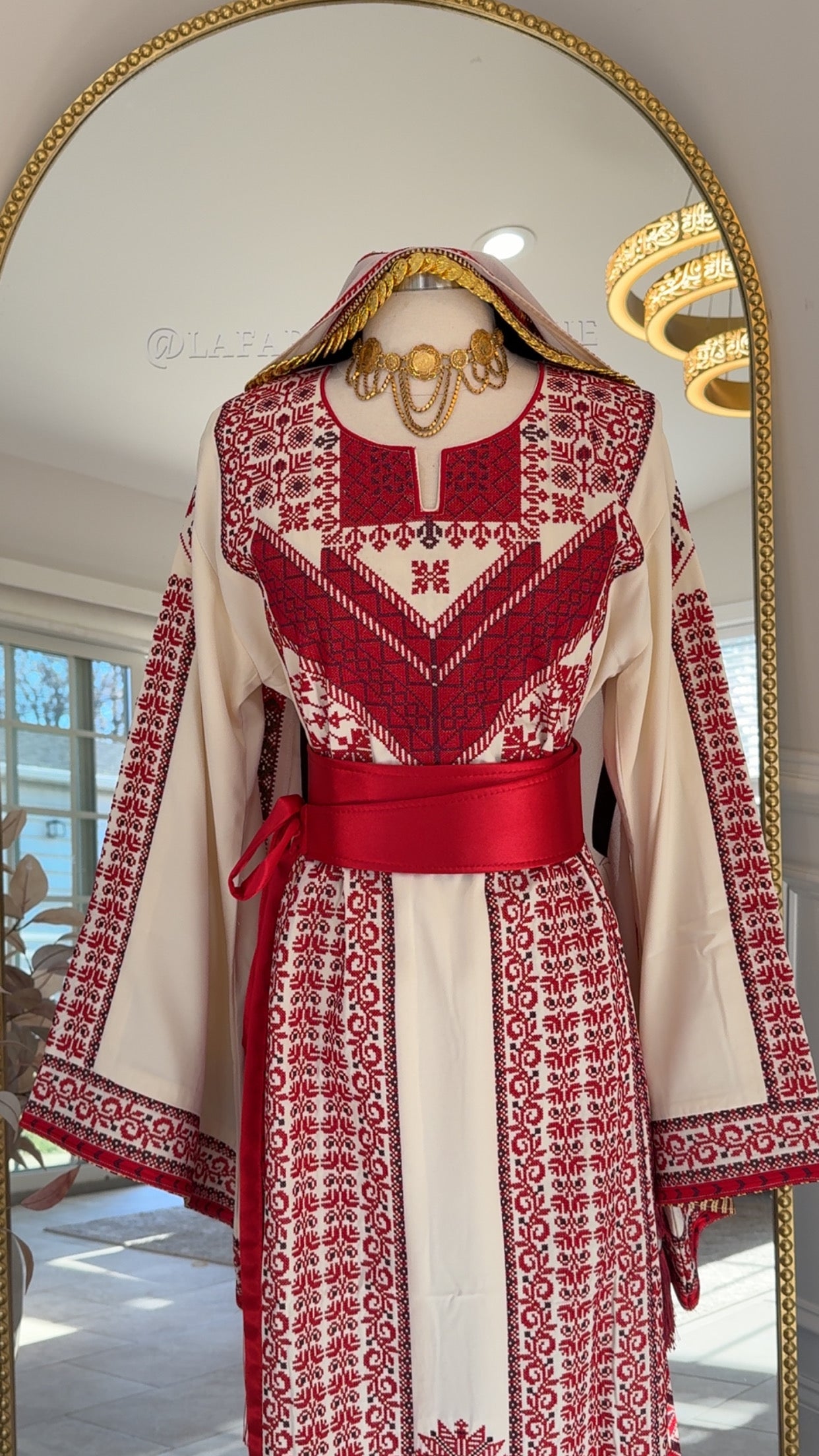 New Falahi Red embroidered Thobe