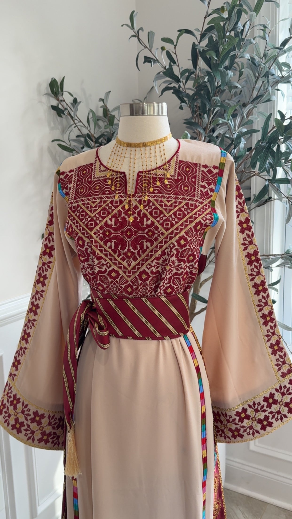 New Beige Falahi Tatreez Dress