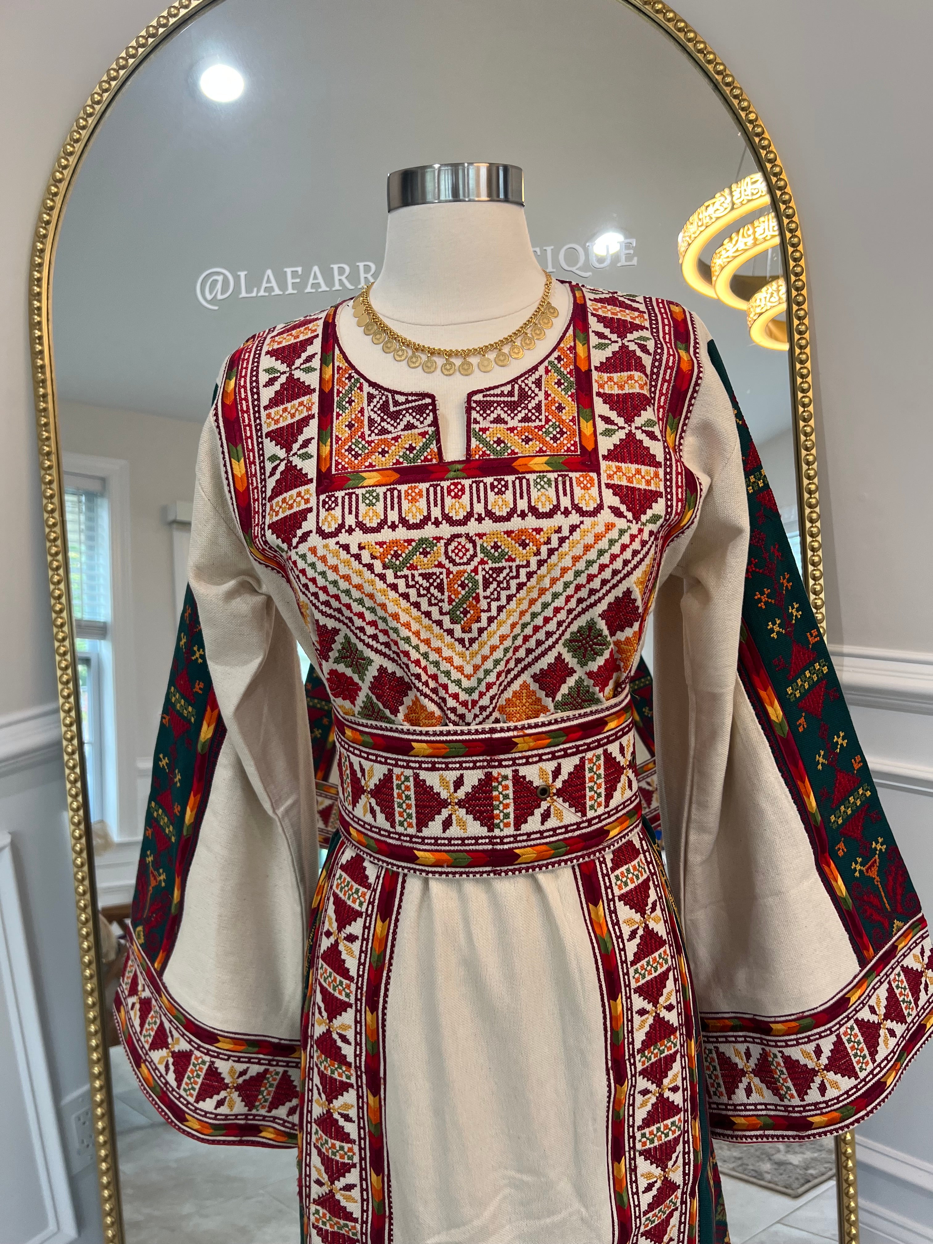 New Beige & Turquoise Atameen Thobe Sale