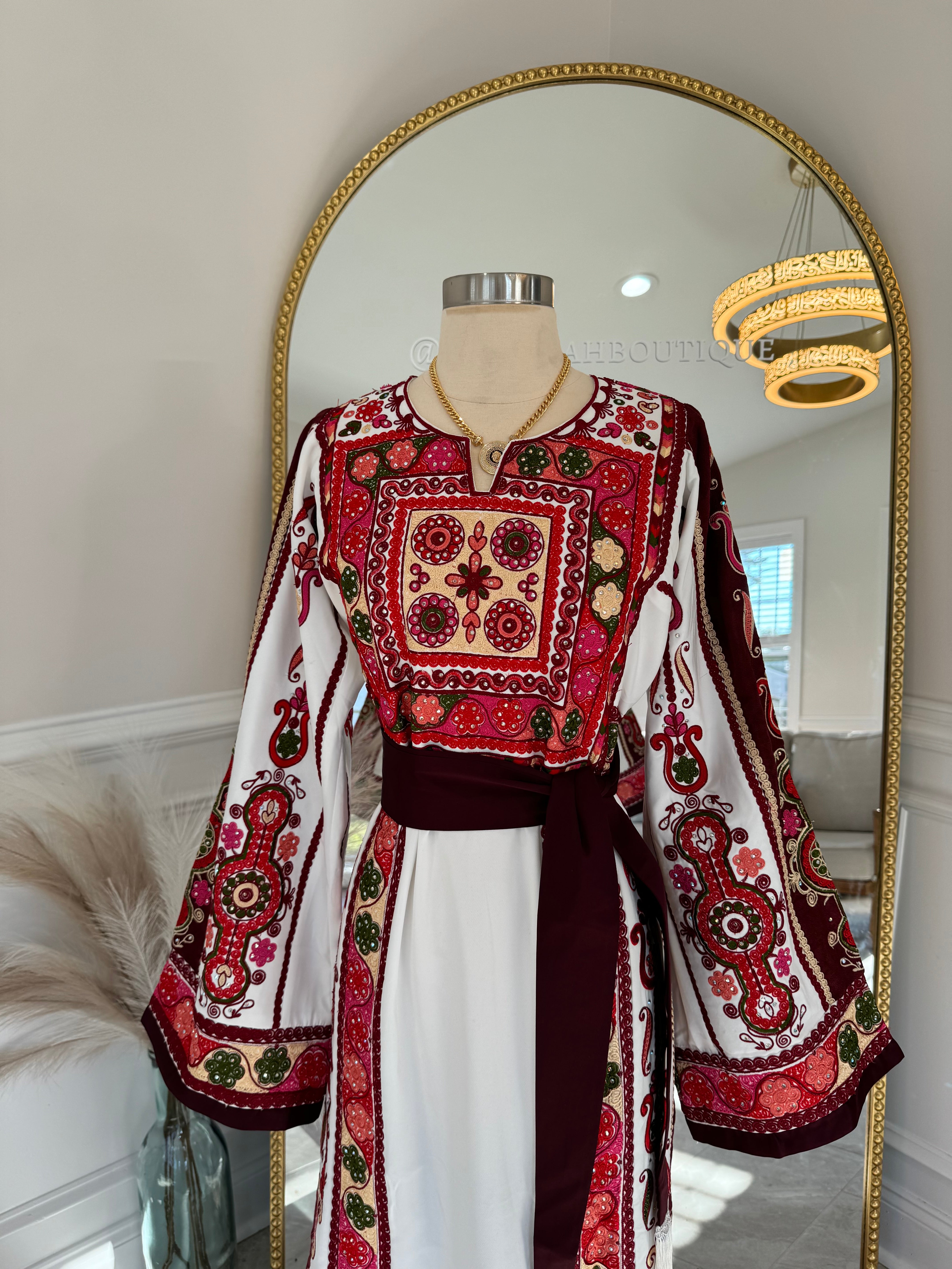 New Maroon Embroidered Thobe Sale