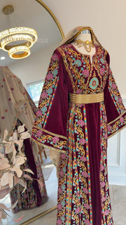 New Plum Velvet Sabayel Thobe