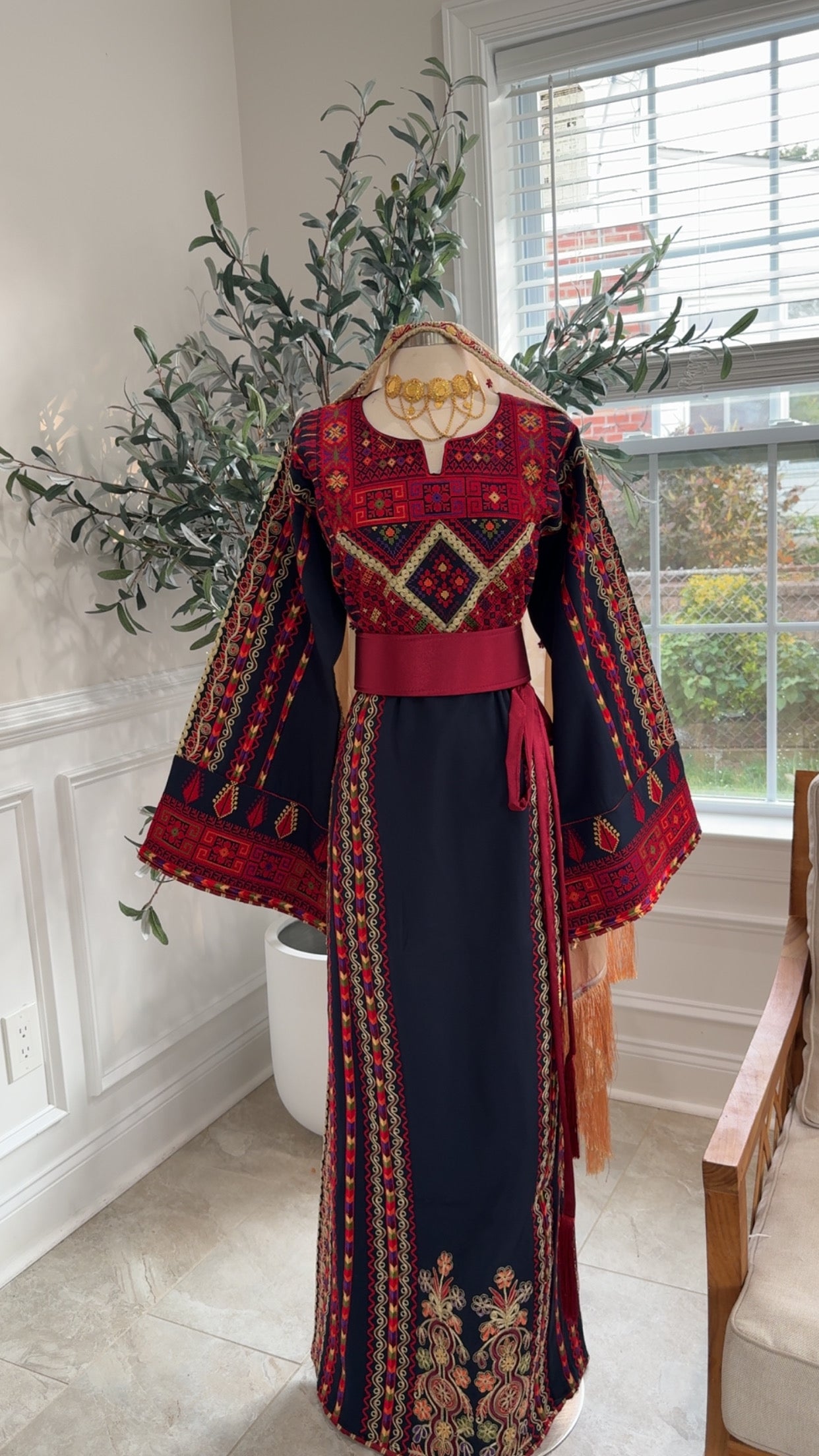 New Navy Blue Kasab Manajel Thobe