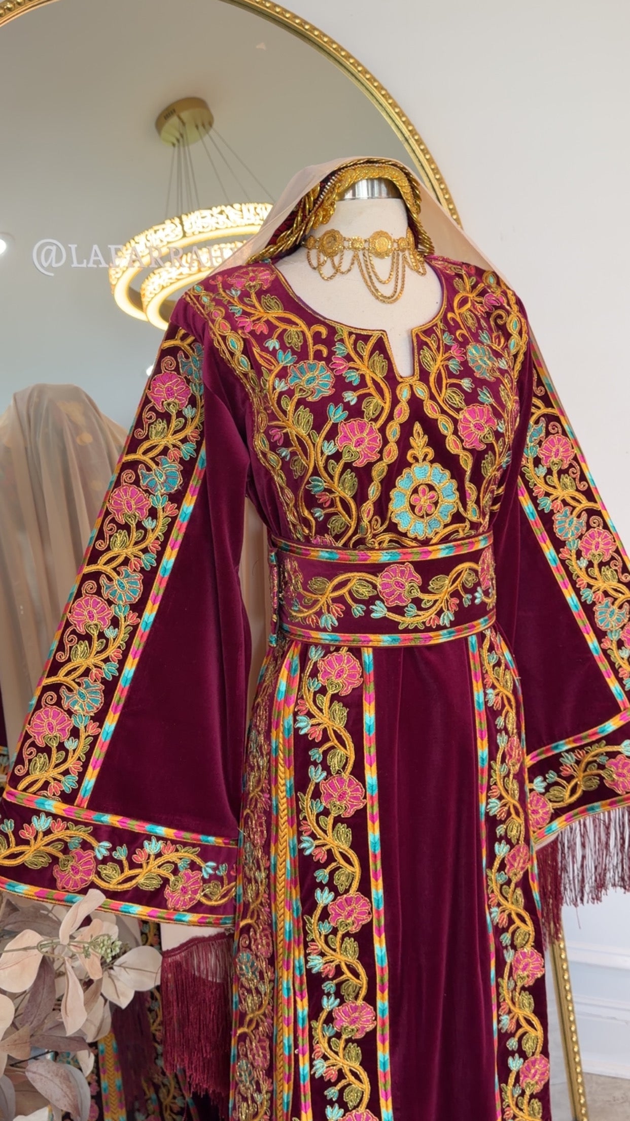 New Plum Velvet Floral Thobe