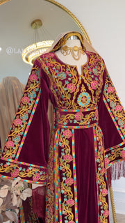 New Plum Velvet Floral Thobe