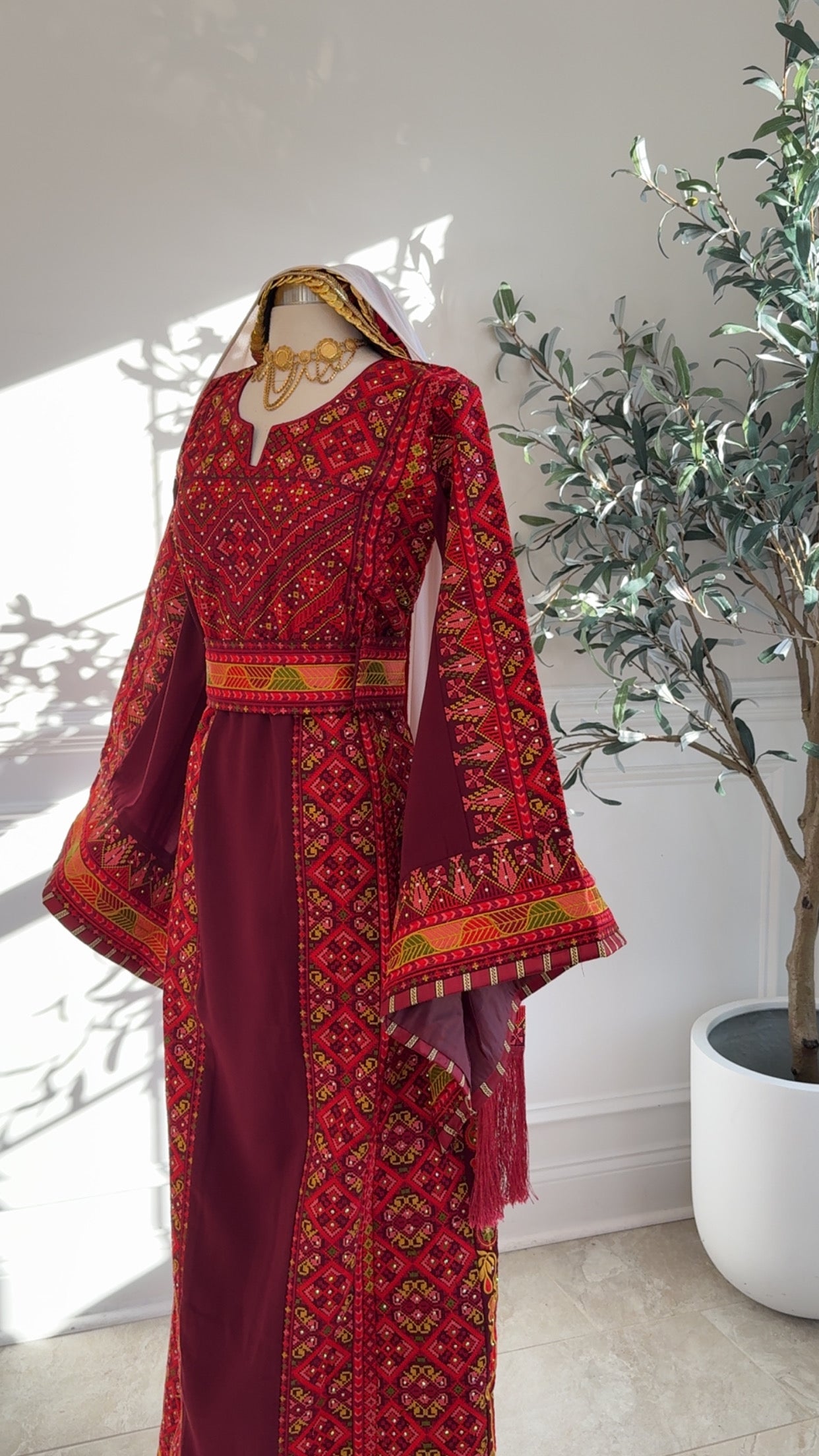 New Maroon Heavily embroidered Thobe