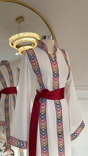 New White Tatreez Dress Sale