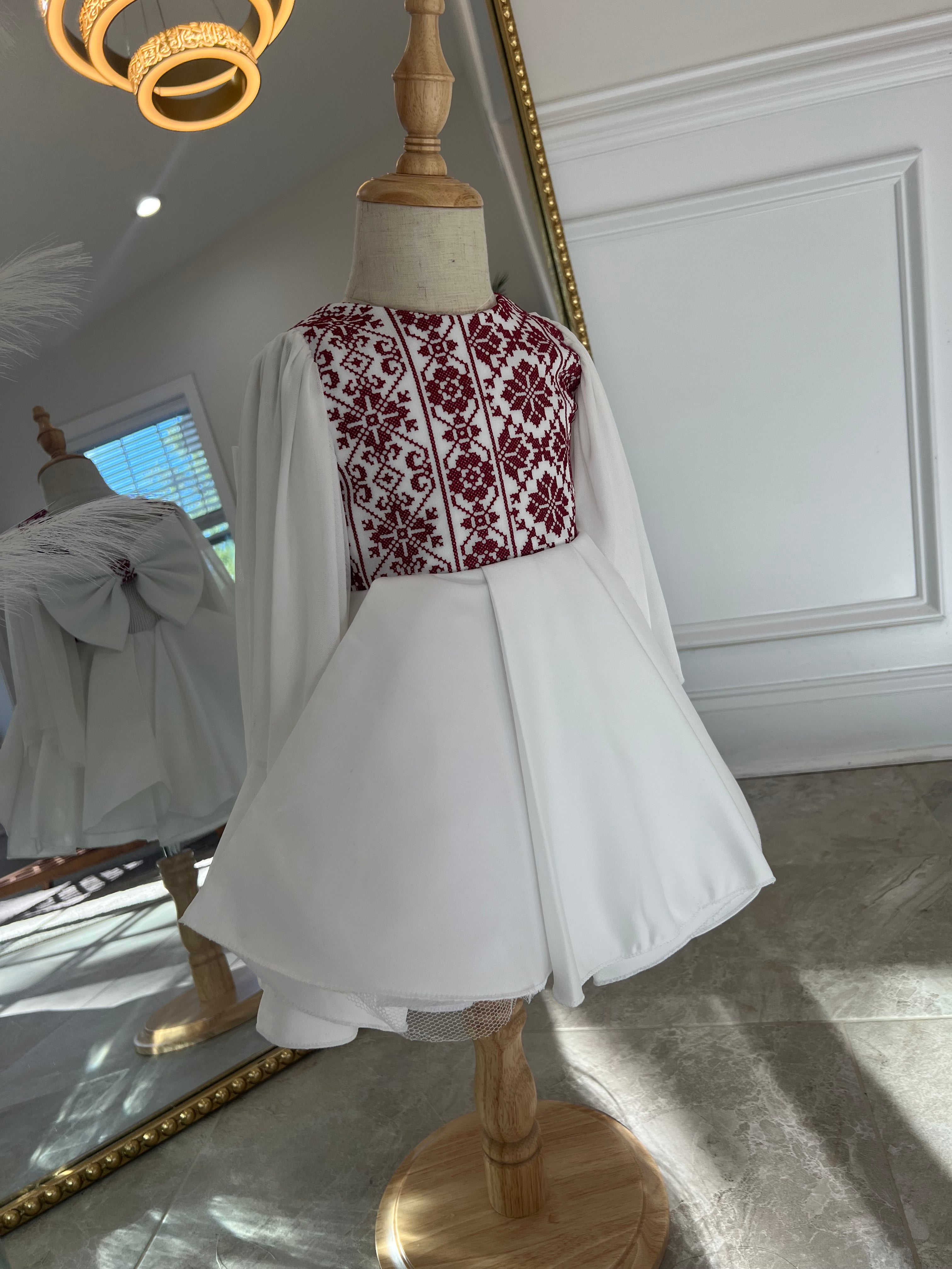 White Tatreez Kids Dress