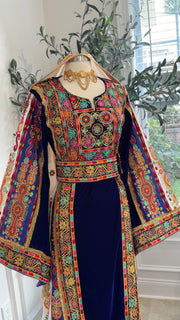 New Navy Blue Velvet Malika Sabayel Thobe