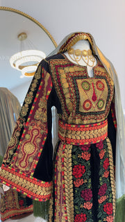 New Black Velvet Floral Malika Thobe