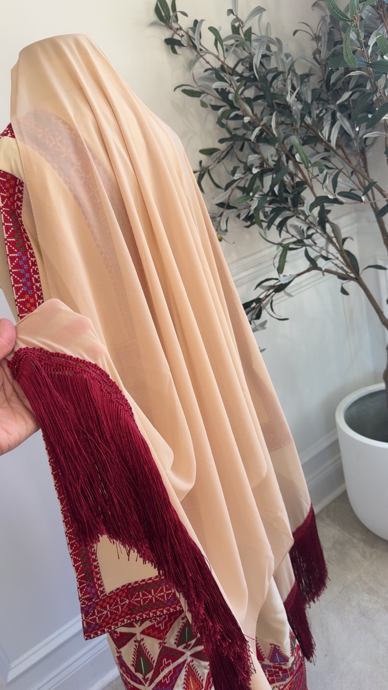 New Beige Khirka with Maroon Hadab