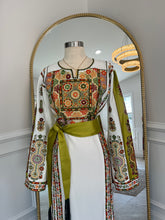 Load image into Gallery viewer, White with Lime Green Manajel  Thobe Sale
