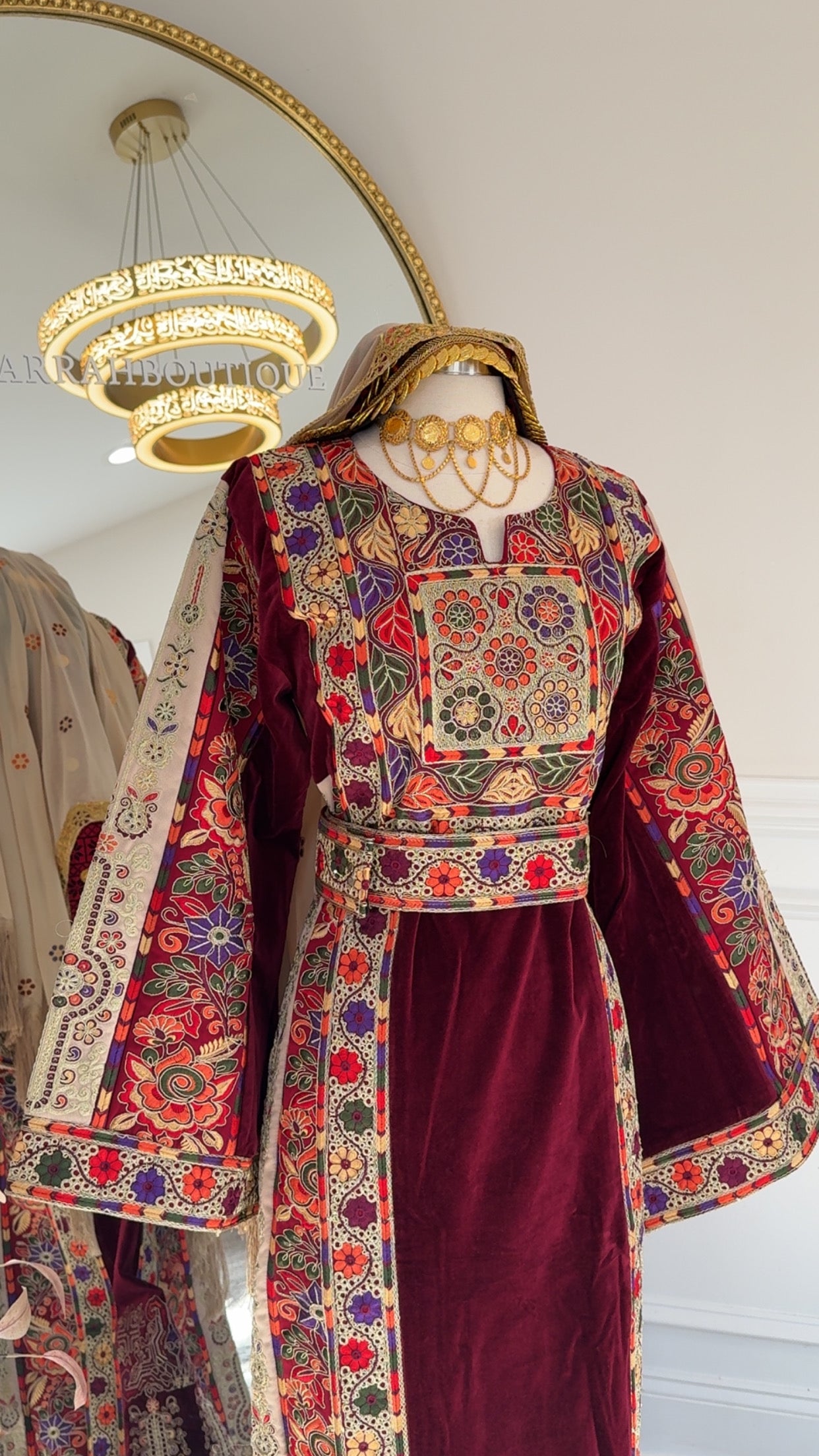 New Maroon Floral Velvet Thobe Sale