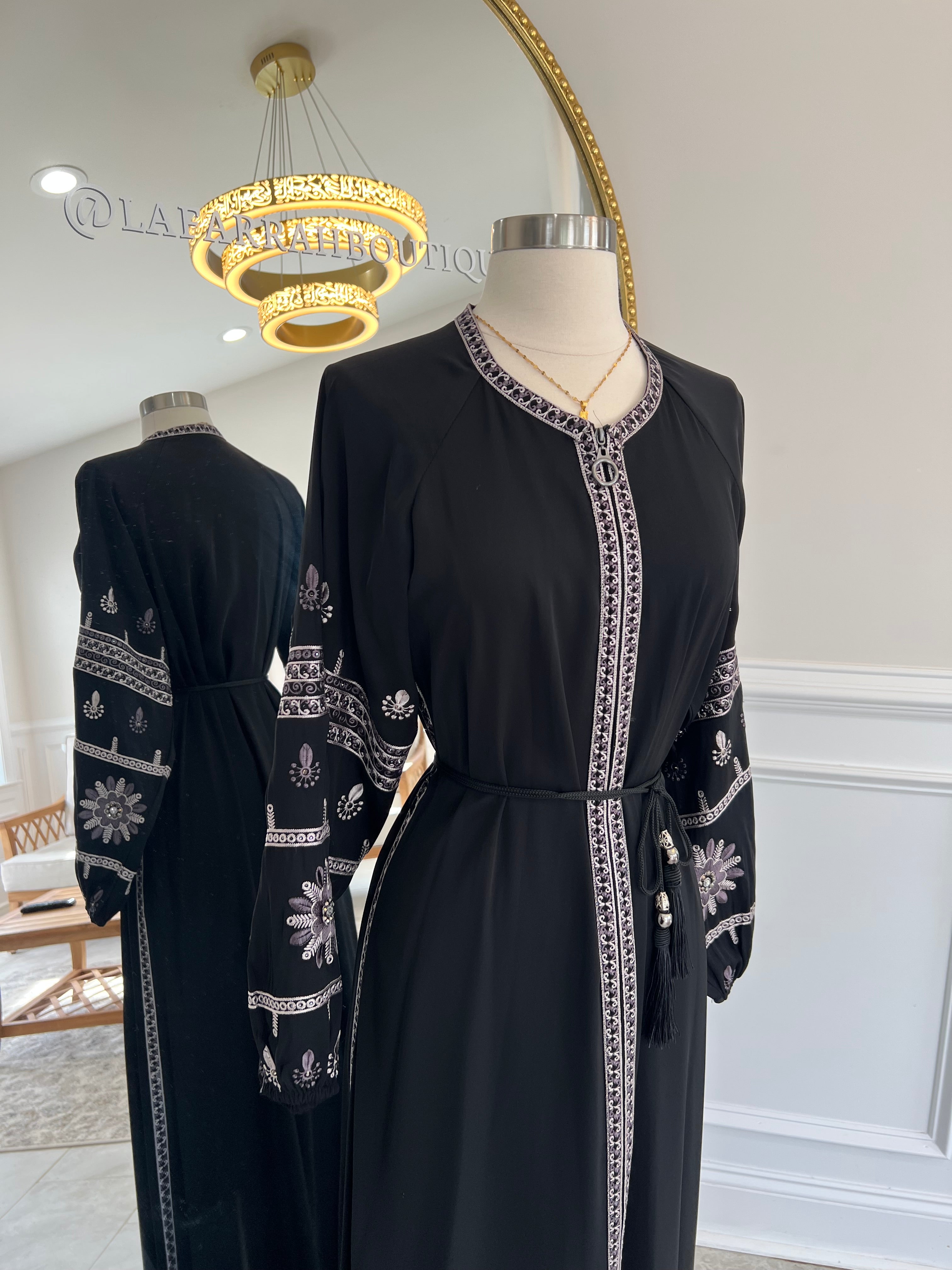 Silver Embroidered Abaya