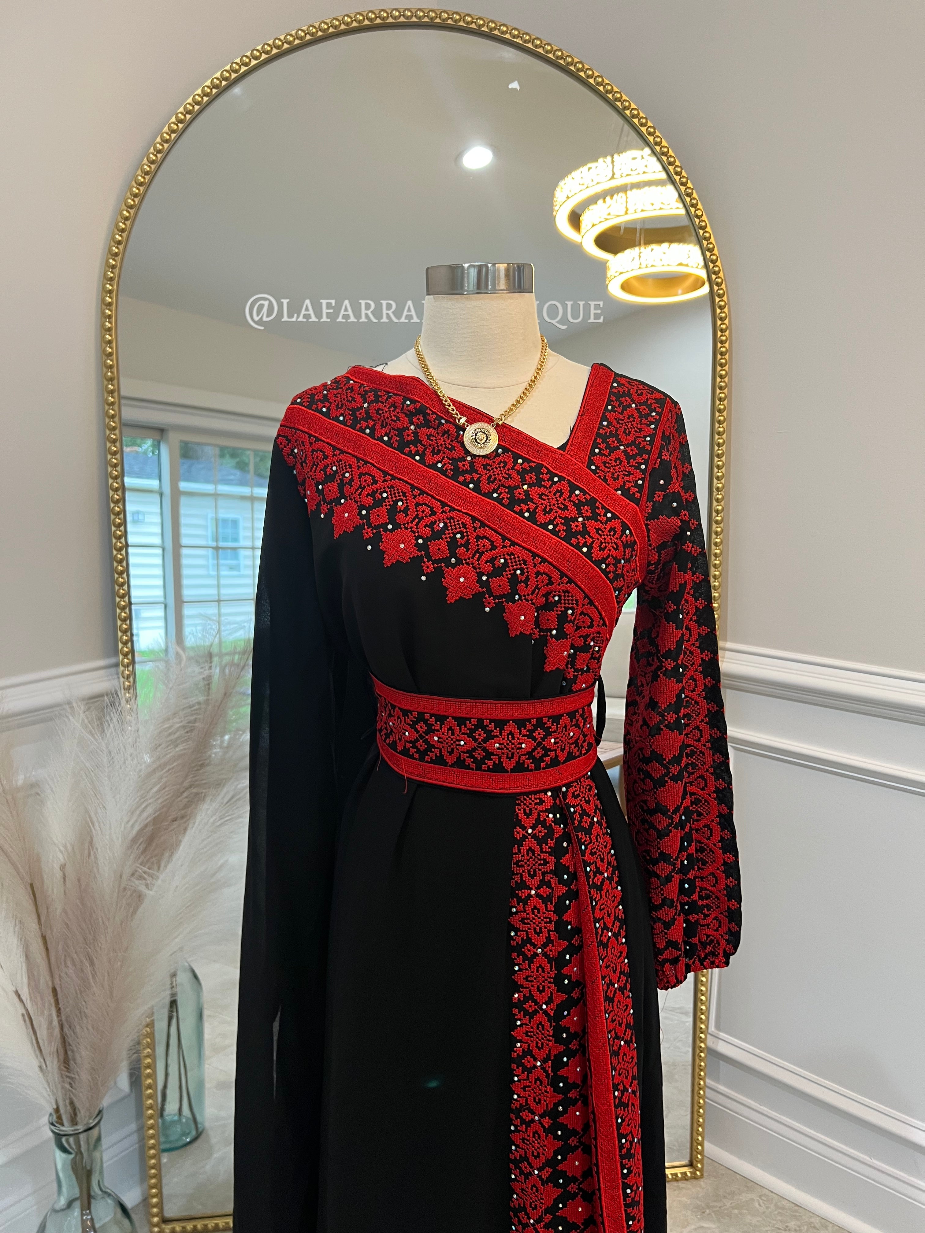 Black & Red Tatreez Dress