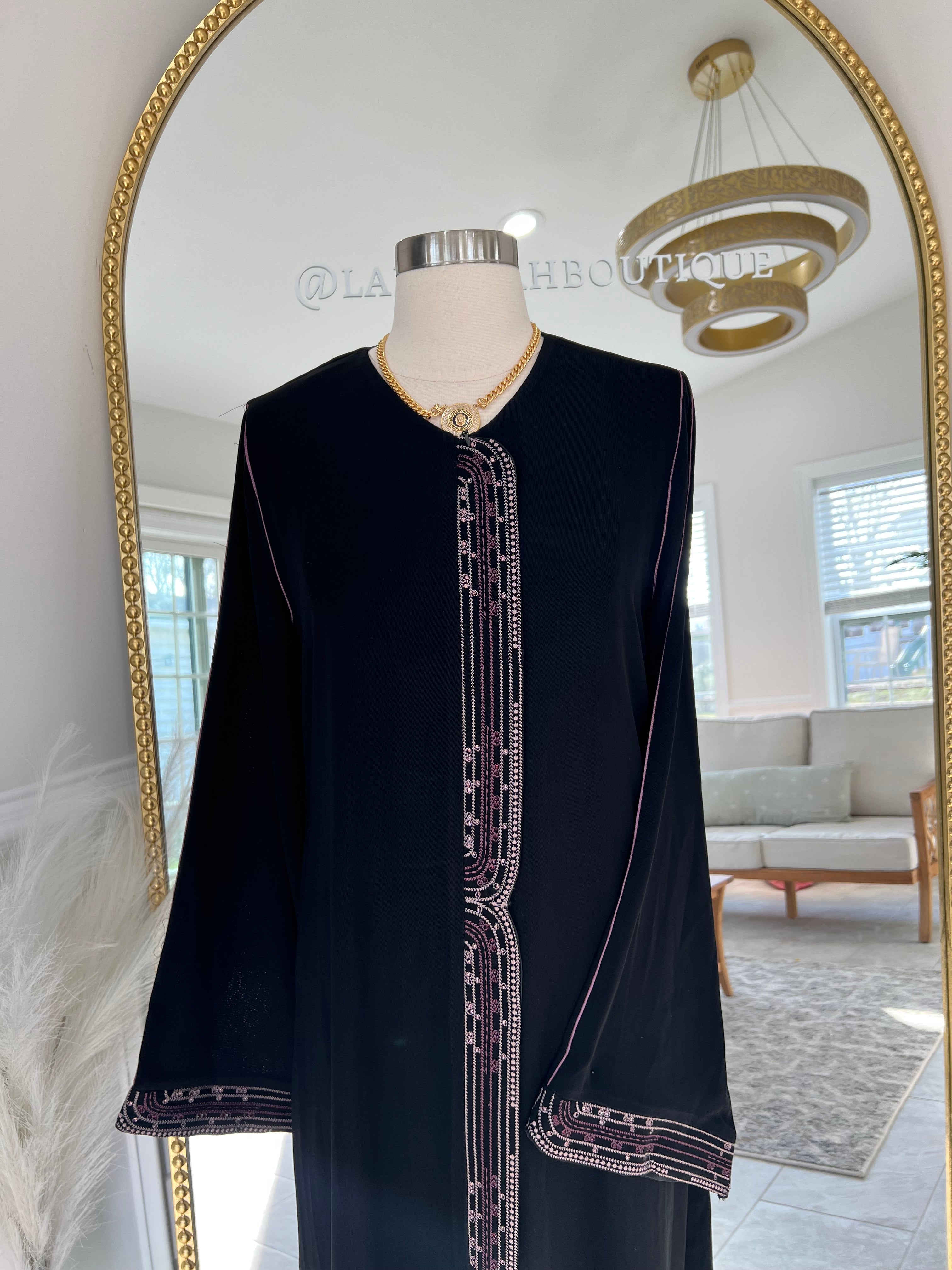 Pink Embroidered Abaya