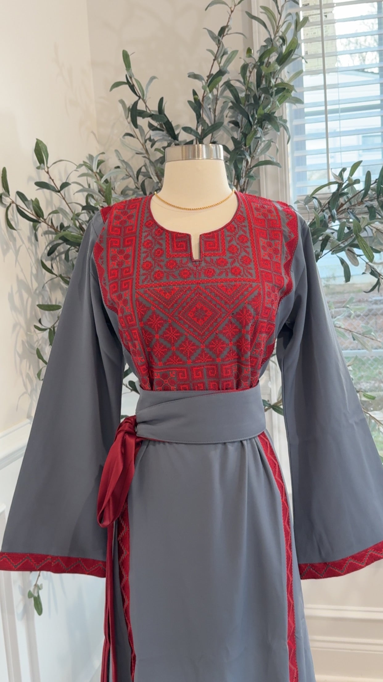 New Grey Simple Tatreez Dress