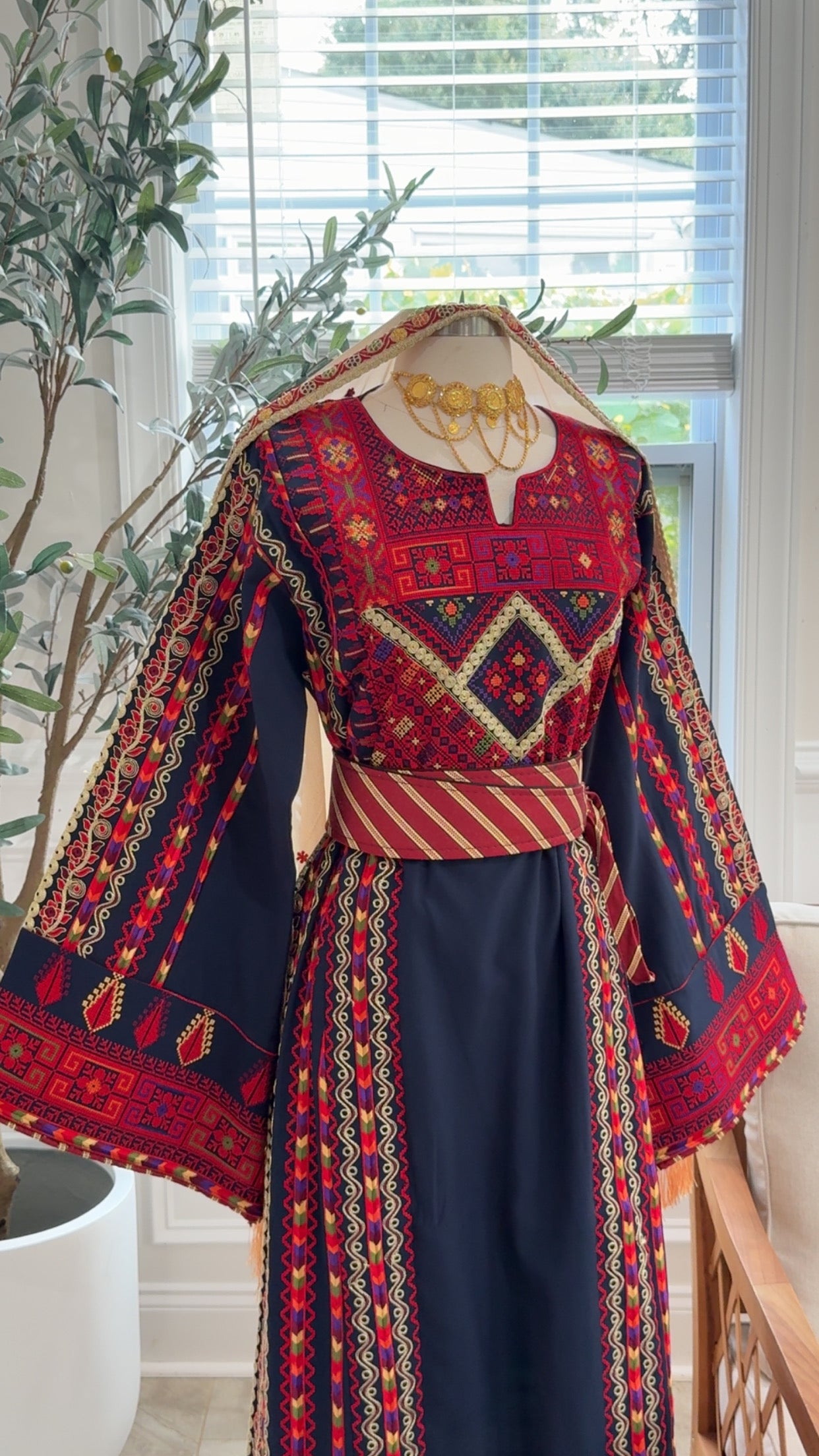 New Navy Blue Kasab Manajel Thobe