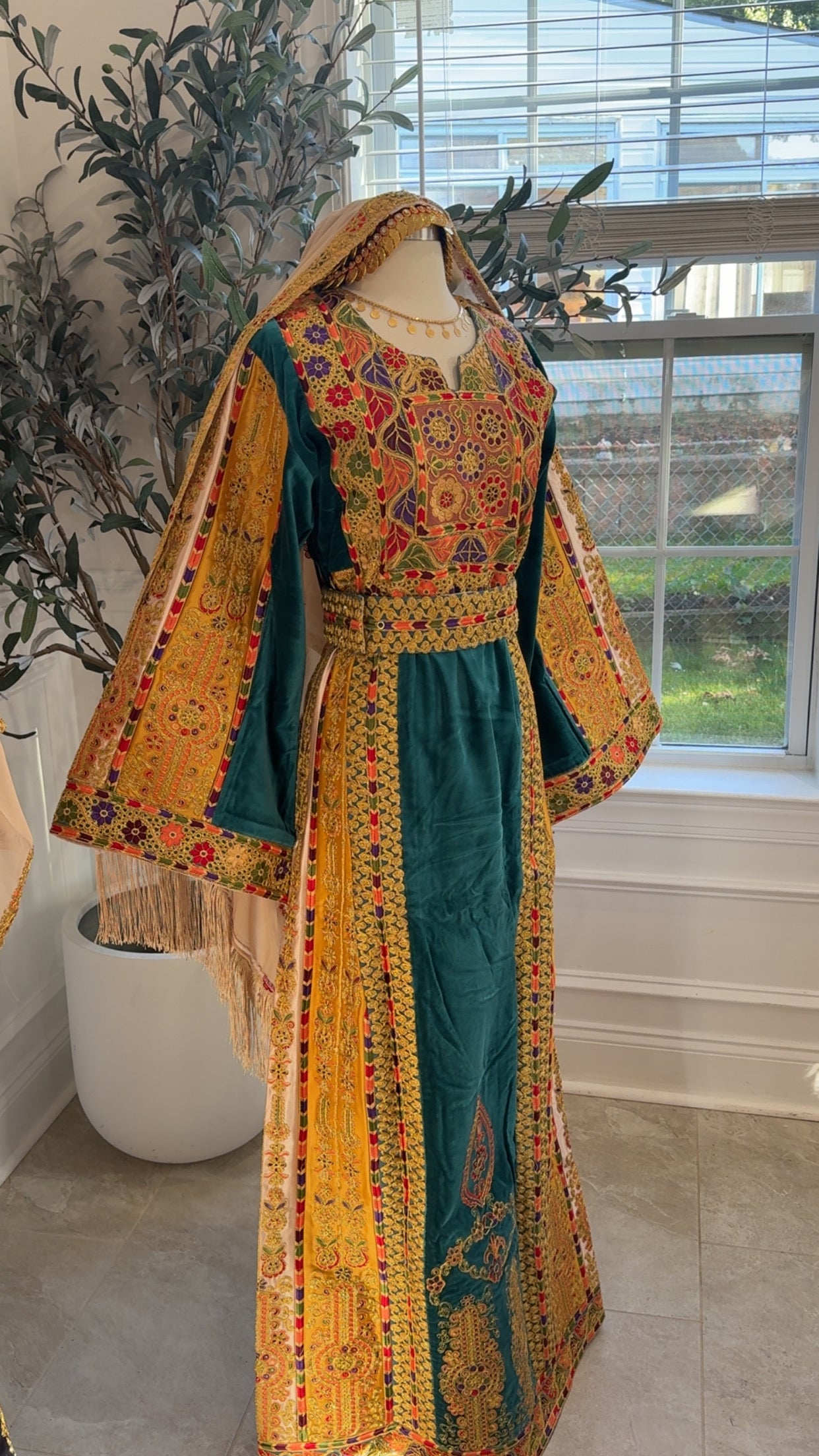 New Turquoise Velvet Malika Thobe Sale