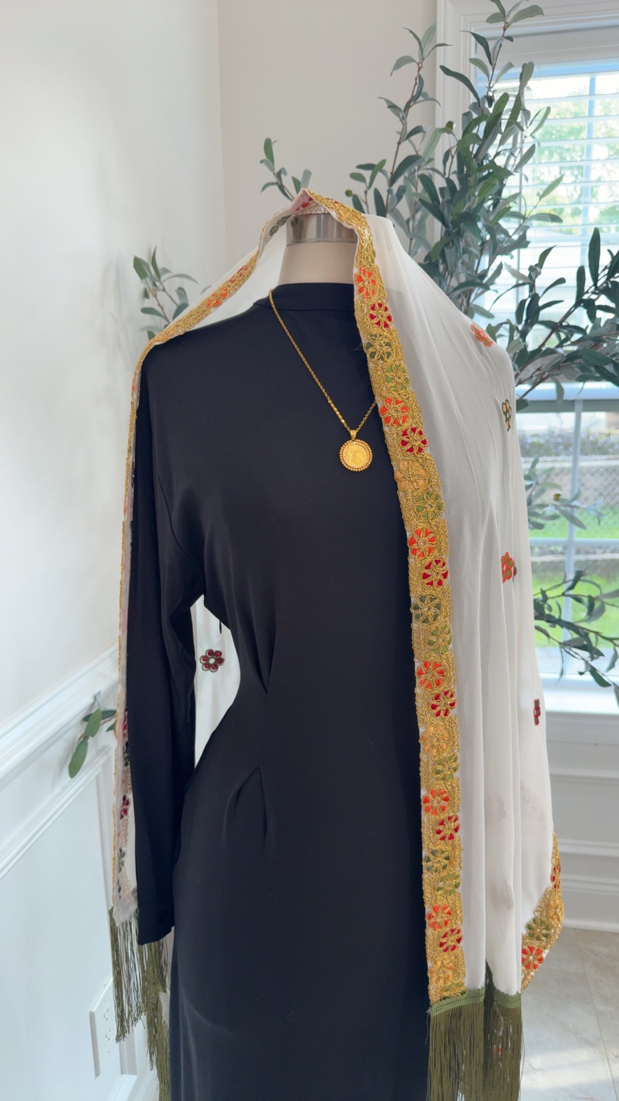 New Beige Kasab Floral Khirka/ Scarf