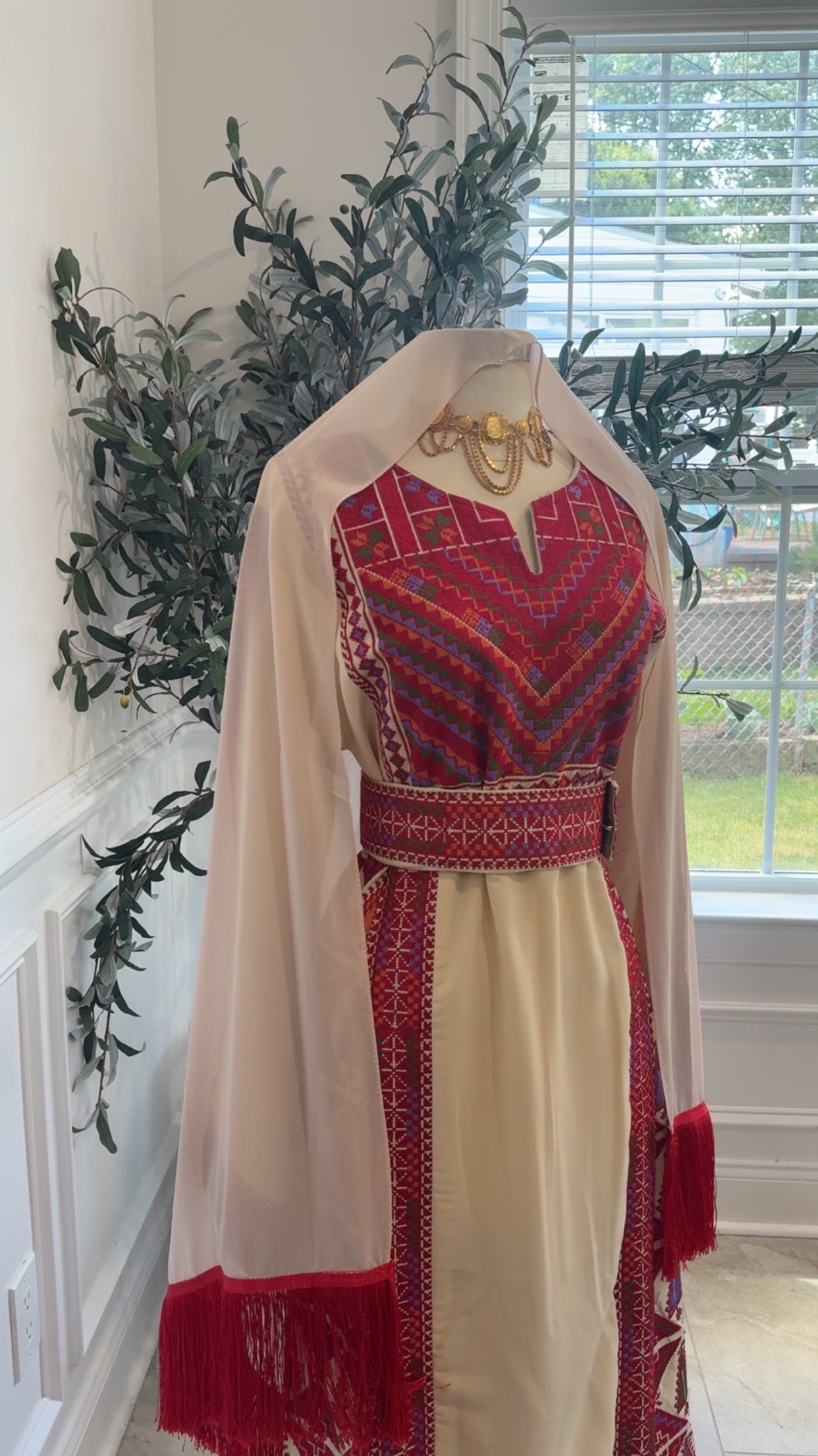 New Beige Khirka with red Hadab