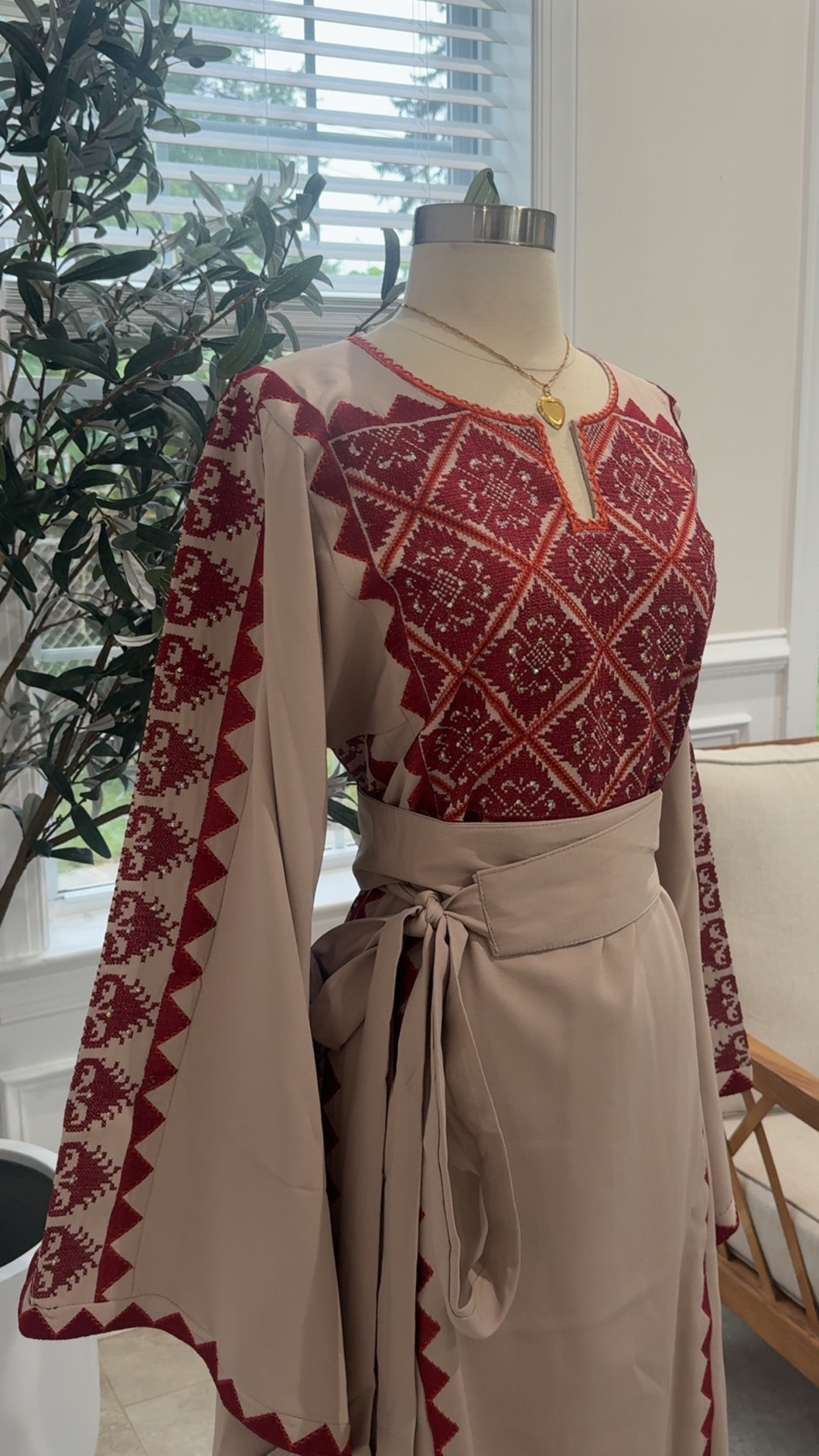 New Beige Tatreez Dress