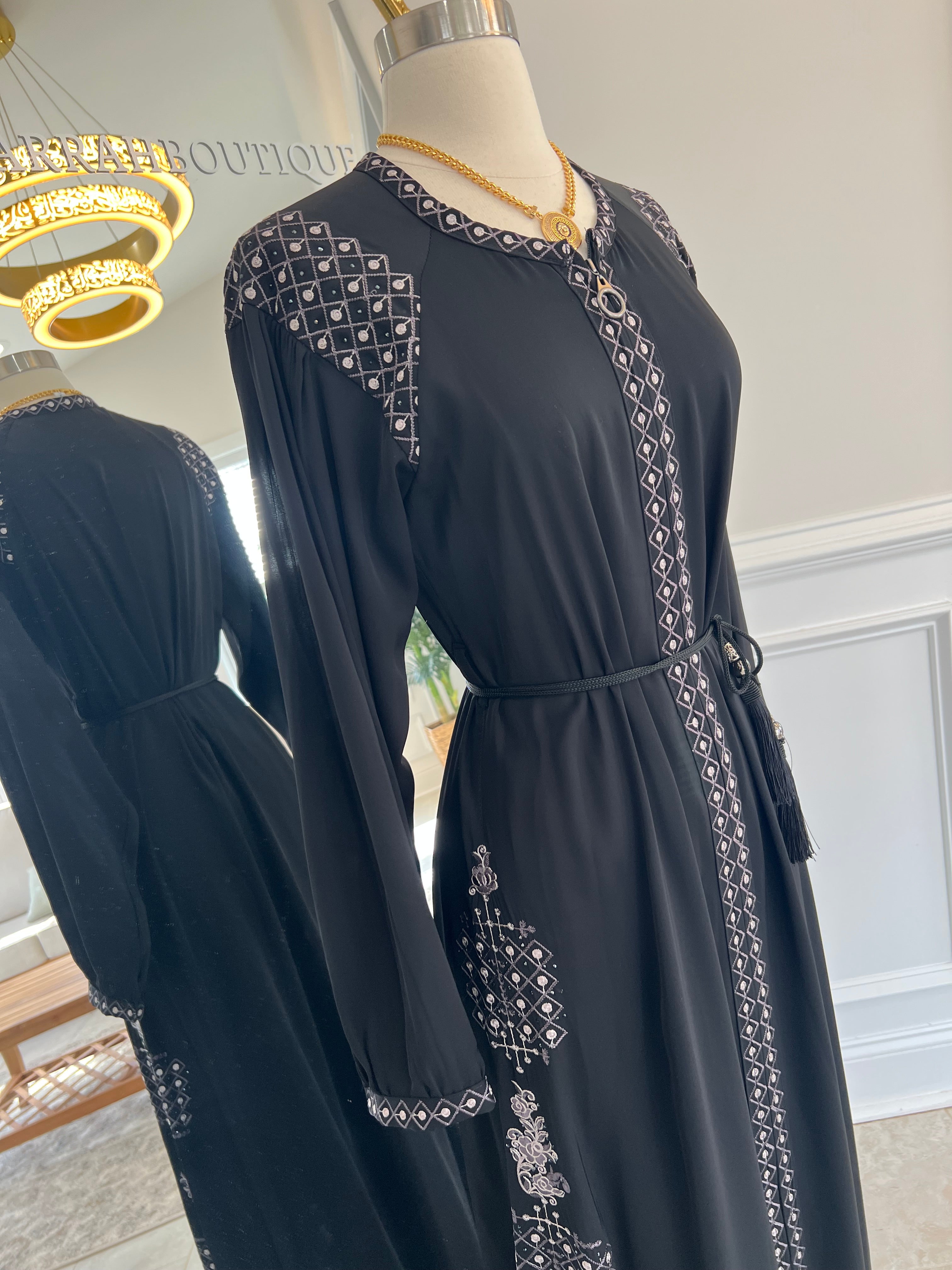 Silver embroidered Abaya