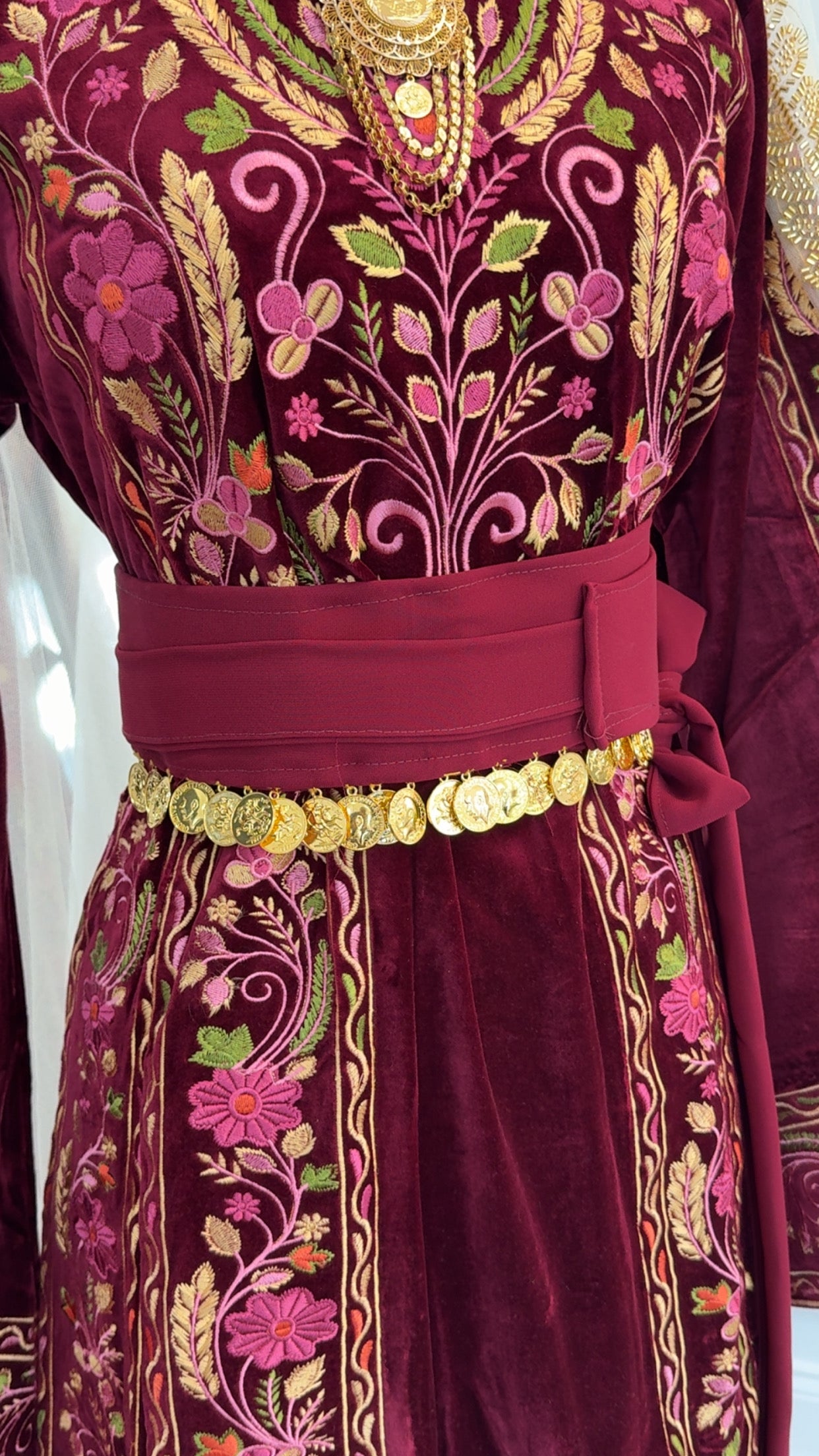 New Maroon Gold Lira Belt