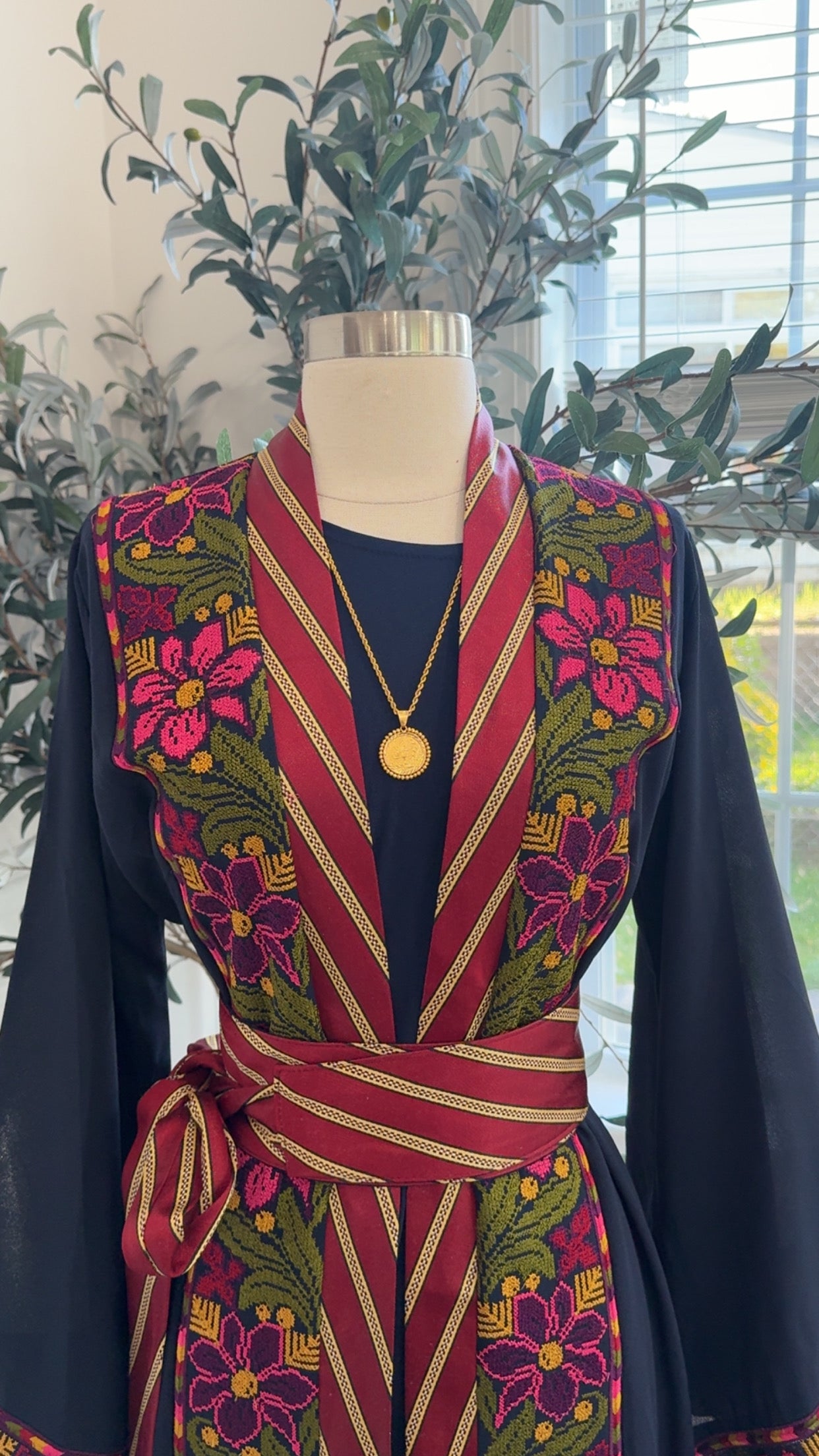 New Navy Floral Kashmir Abaya